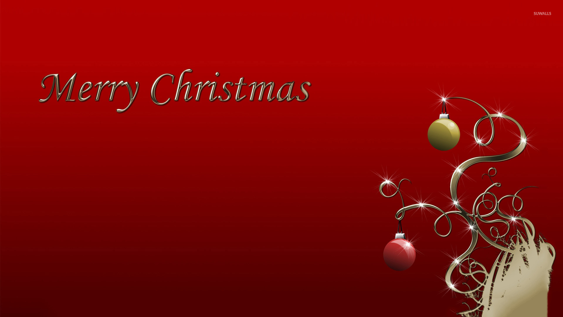 1920x1080 Red and green Christmas baubles wallpaper