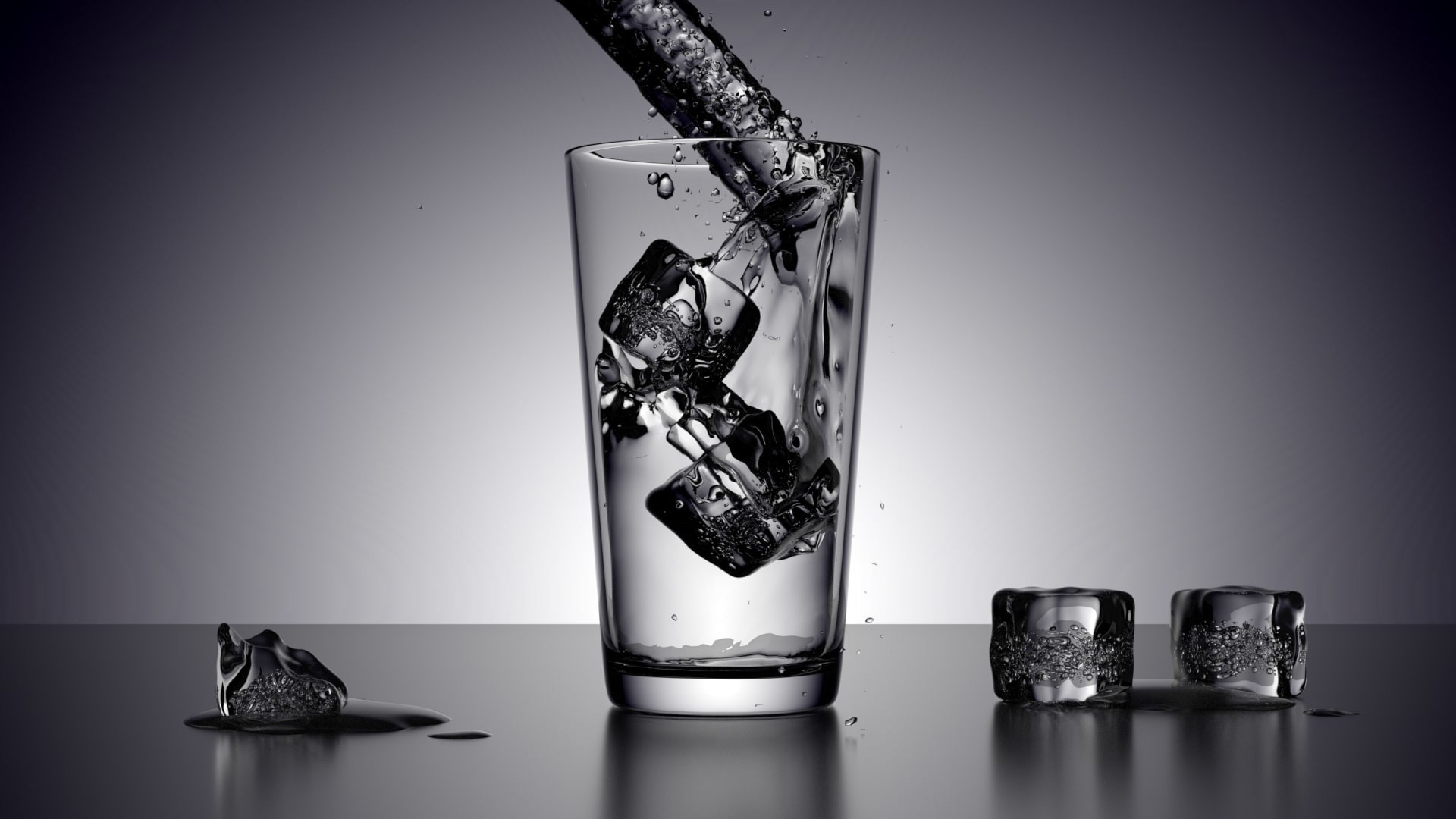 1920x1080 3D, Artistic, Cup, Glass, Ice, Ice Cube, Water Wallpaper