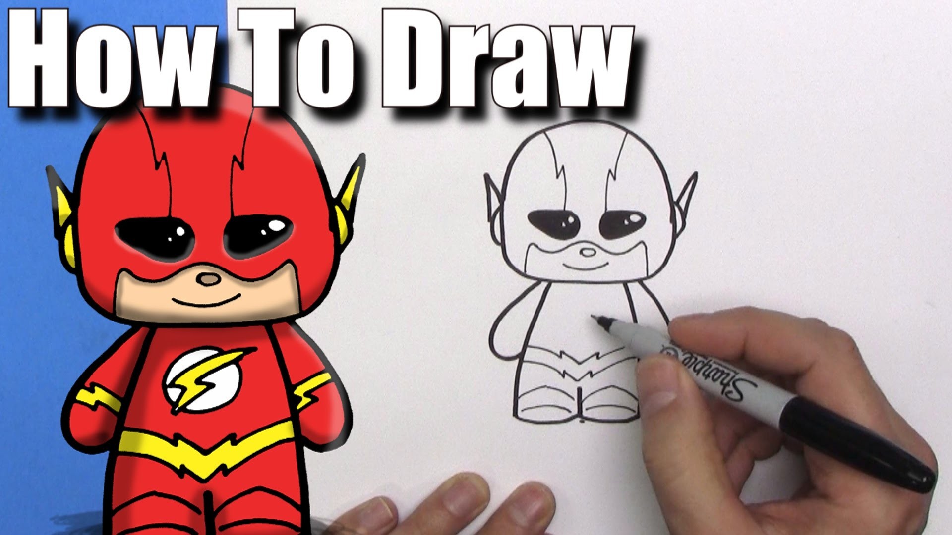 1920x1080 How To Draw a Cute Cartoon The Flash - EASY Chibi - Step By Step - Kawaii -  YouTube