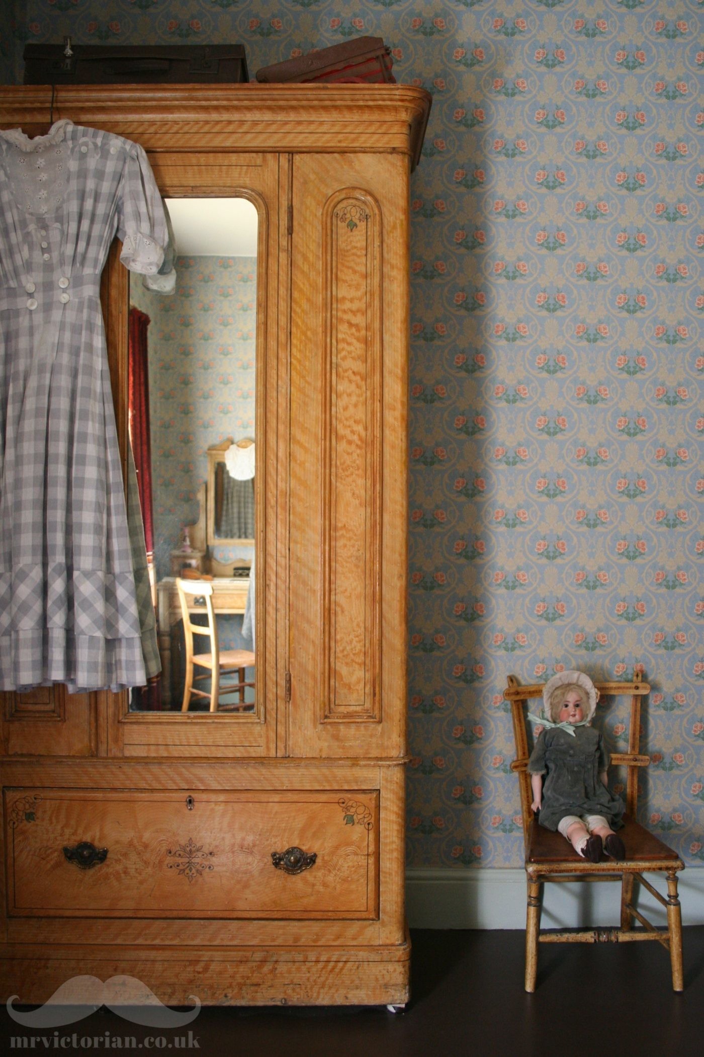 1400x2101 Victorian bedroom wardrobe 1905 wallpaper doll Edwardian. “