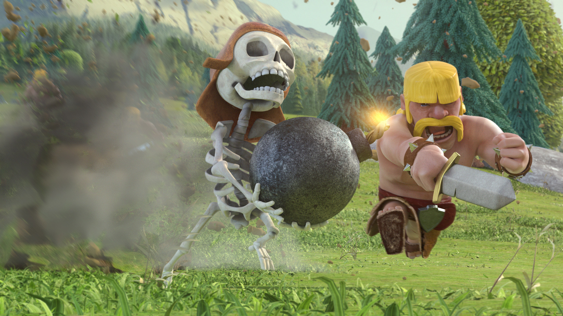 1920x1080 Clash of Clans - Barbarian and skeleton  wallpaper