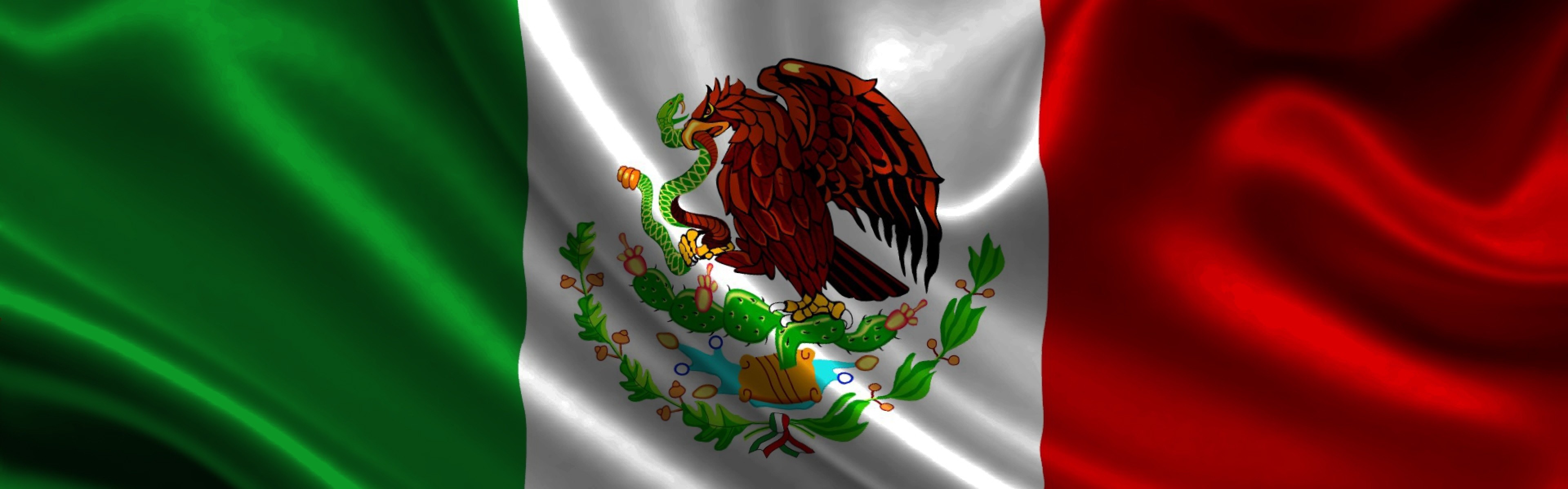 3840x1200 Download Wallpaper  Mexico, atlas, Flag, Symbol, Emblem