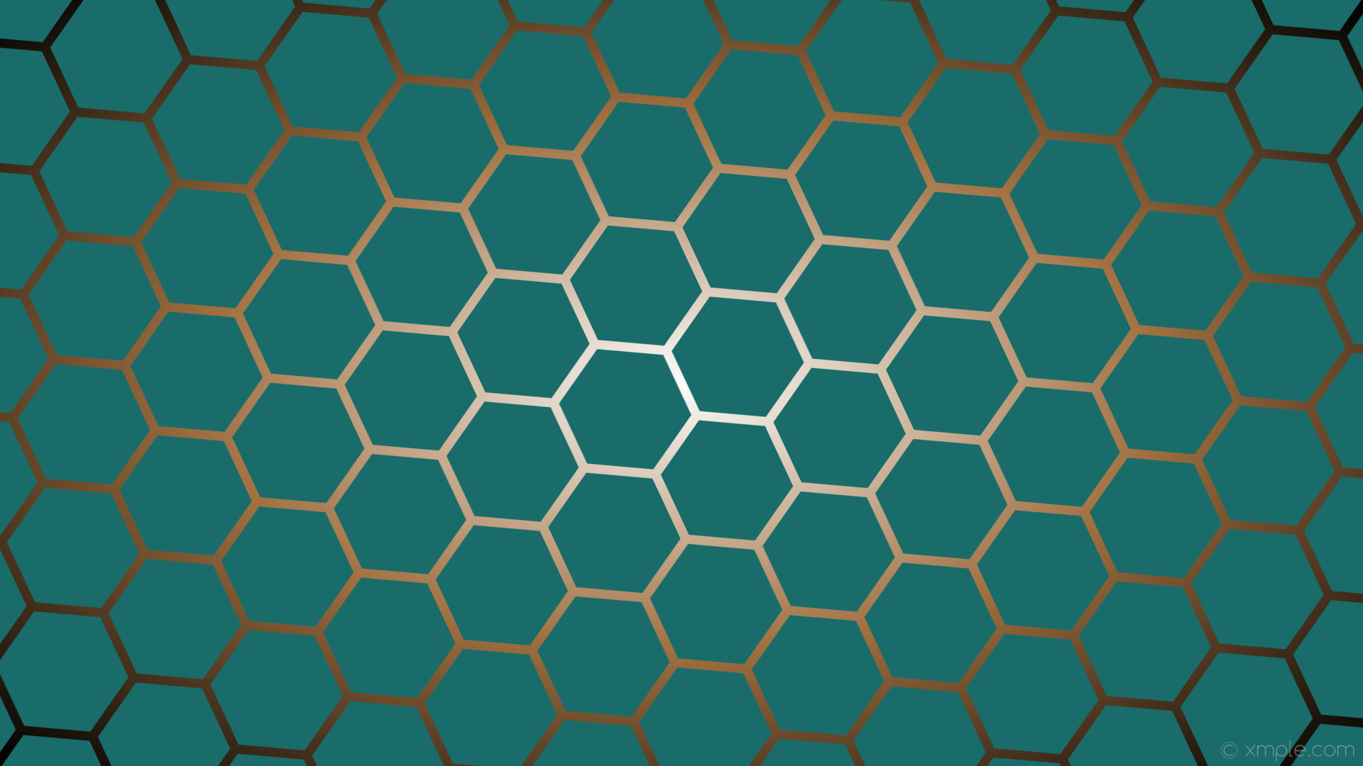 1920x1080 wallpaper cyan gradient hexagon white black glow orange #1a6c6a #ffffff  #a37040 diagonal 25