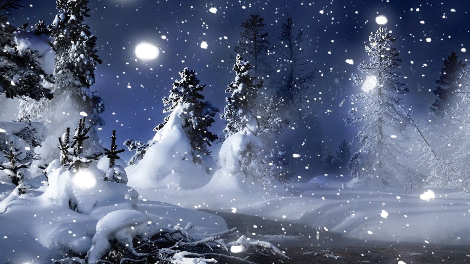 1920x1080 Right Click on this wallpapers: Xmas trees snowing snowflakes wallpaper to  download and select option "Save image as..."