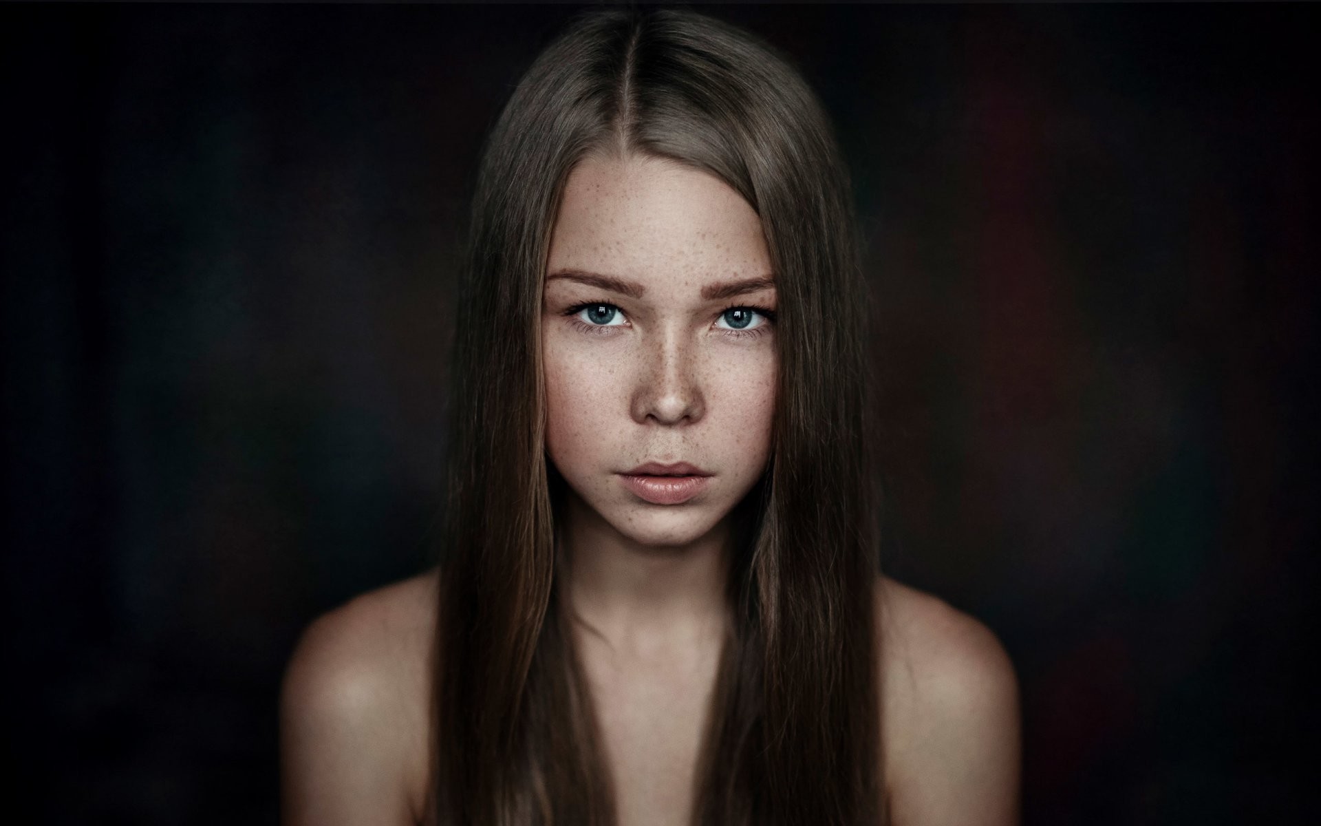 1920x1200 christina girl portrait freckles bokeh maxim guselnikov