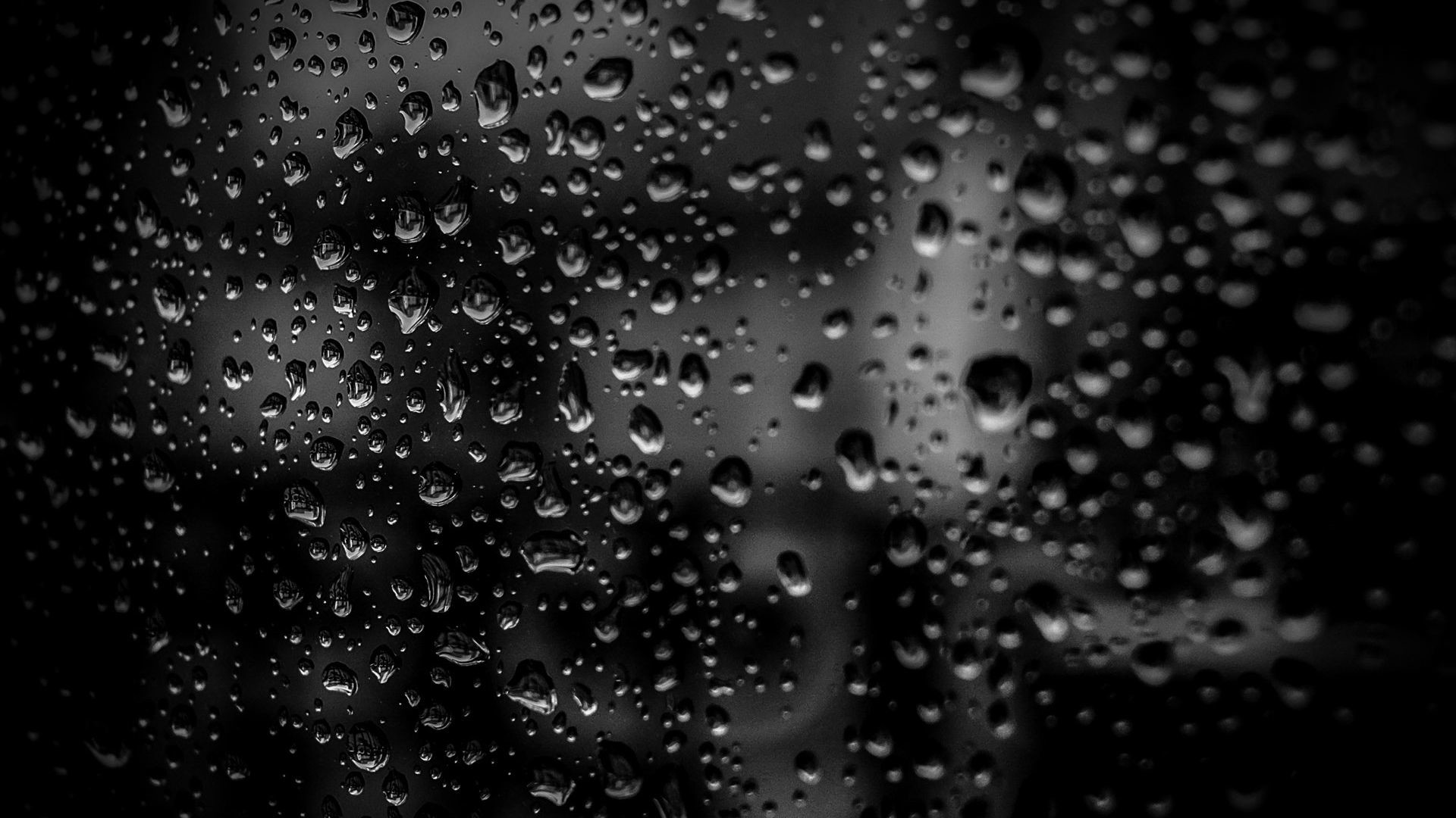 1920x1080 Black and White Rain Drops