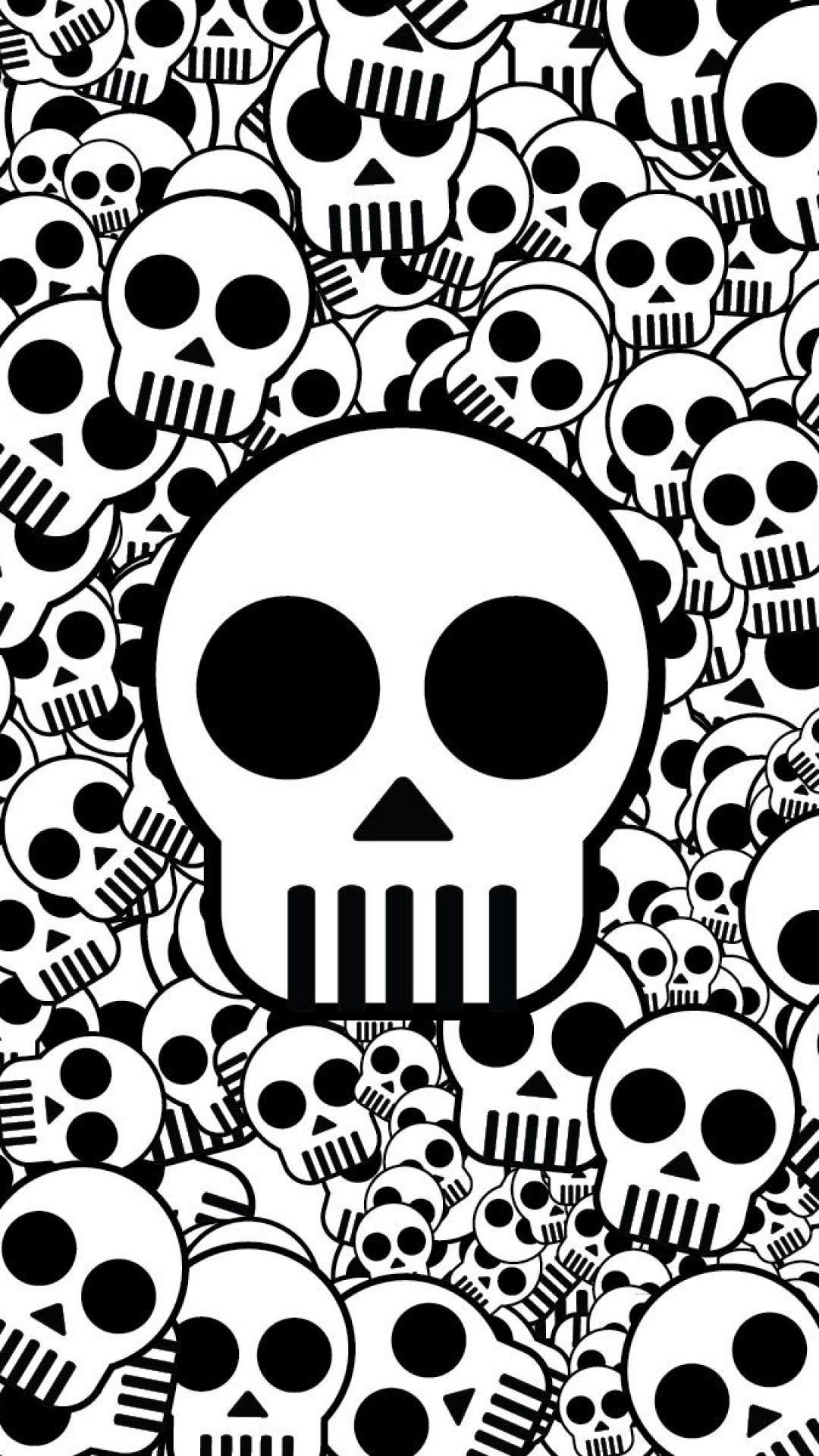 1080x1920 Preview wallpaper skull, texture, black white, surface 