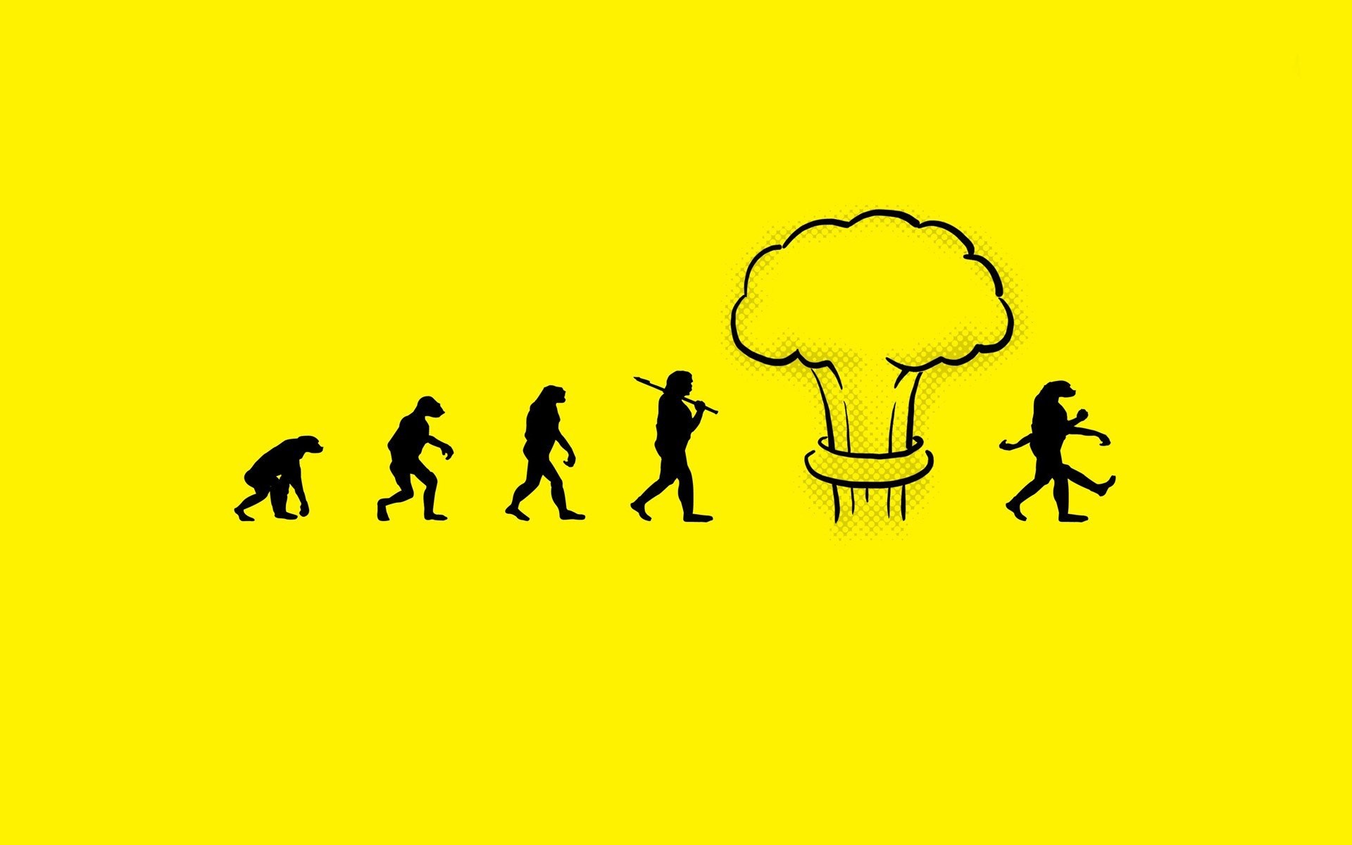 1920x1200 Atomic Bomb Evolution Funny Minimalistic Nuclear Explosions Yellow  Background