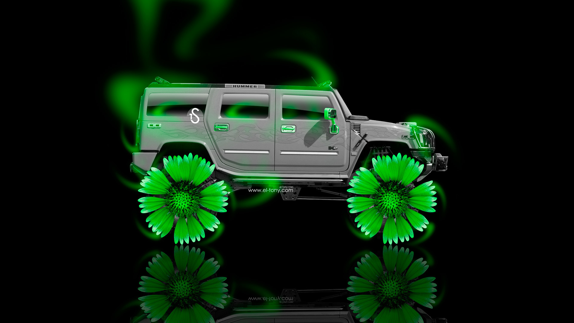 1920x1080 Hummer H2 Fantasy Neon Flowers Car 2014 Green Neon HD Wallpapers 