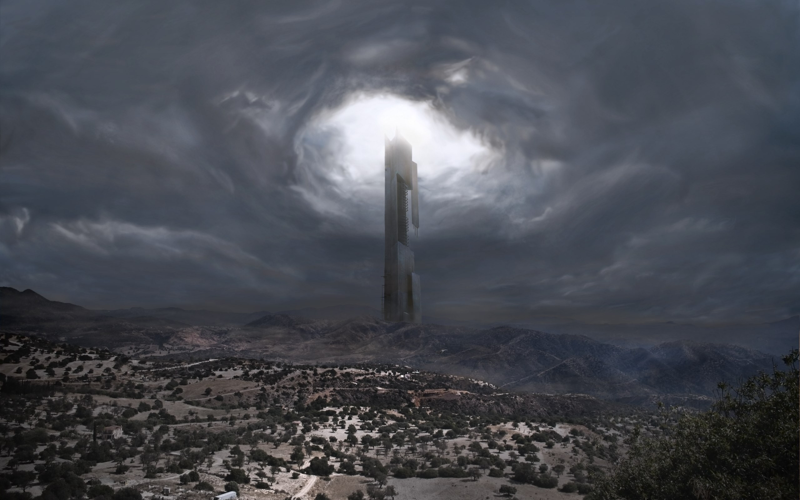 2560x1600 video games dark tower combine drawings aliens war aliens hl2 skies game  big tower 2560x1714 wall