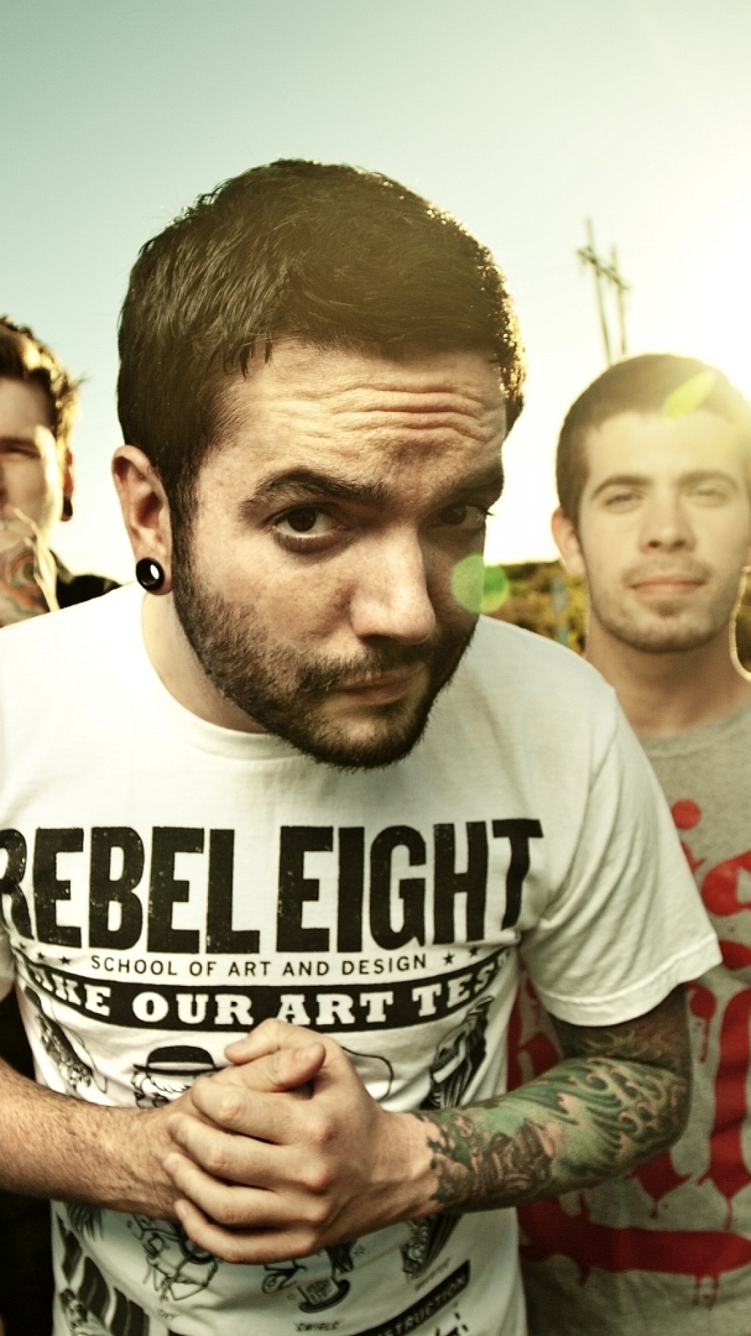 1080x1920  Wallpaper a day to remember, sky, sun, tattoo, t-shirts