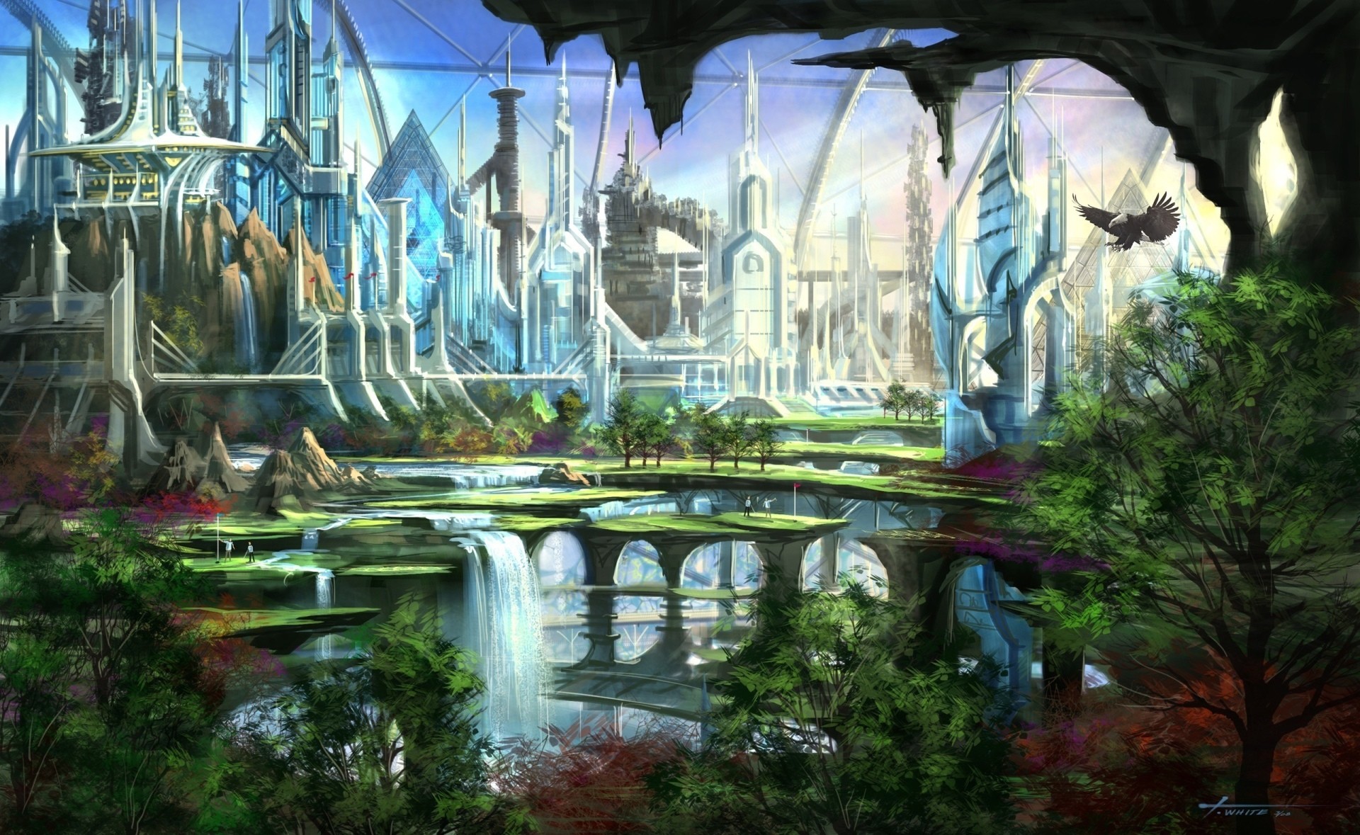 1920x1179 Fantasy City Surreal City! Wallpaper