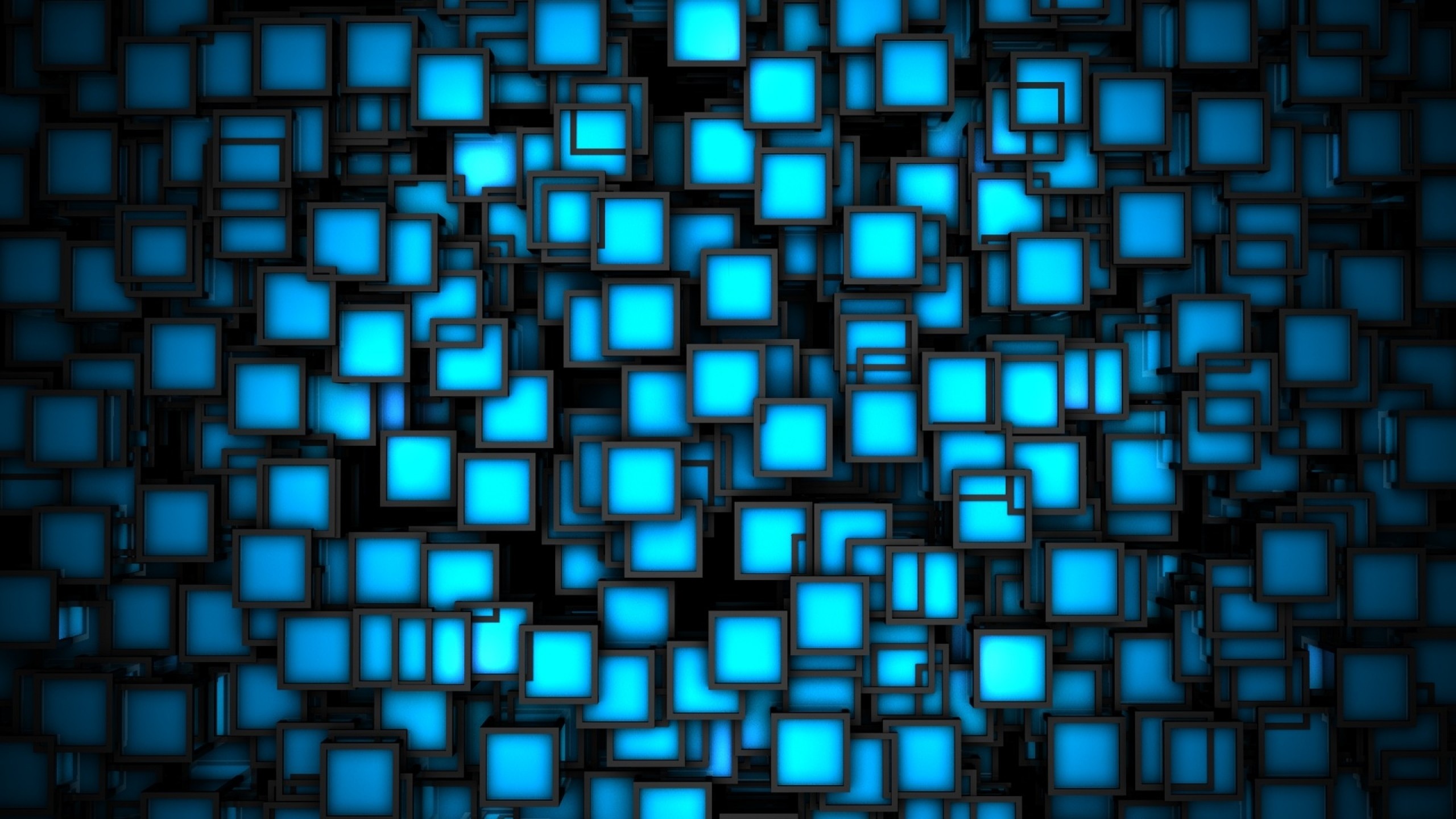 2560x1440 Preview wallpaper black, blue, bright, squares 