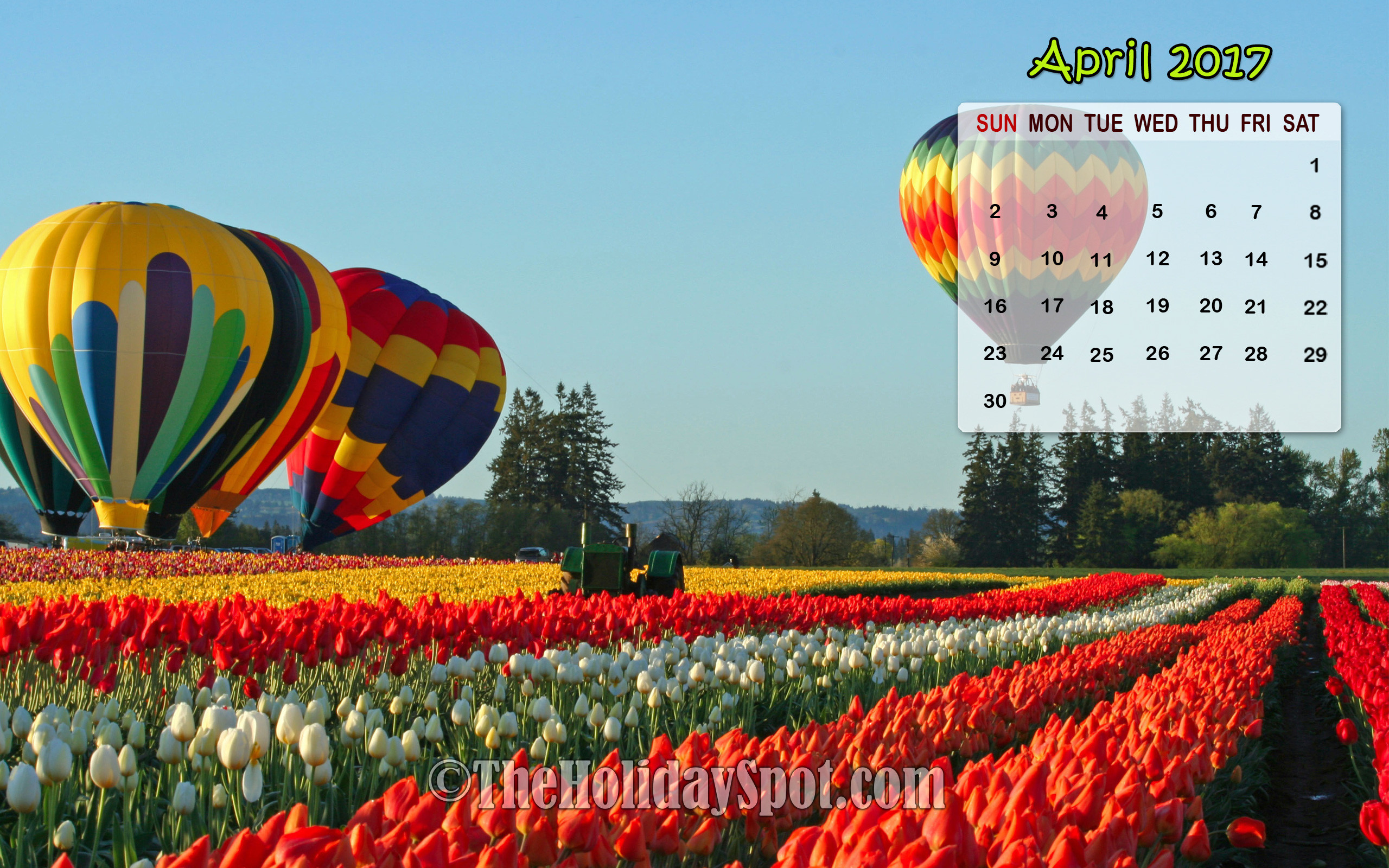 2560x1600 April 2017 Calendar Wallpaper of Tulip flowers