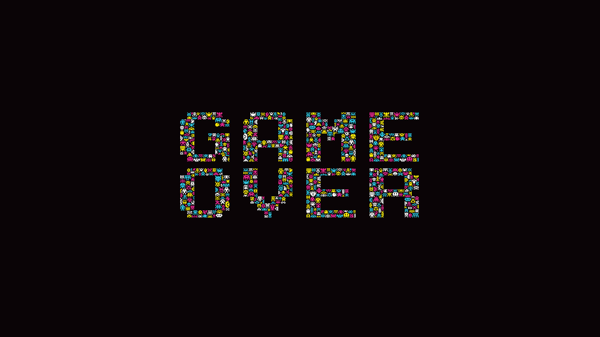 1920x1080 Dark Background Game Over Minimalistic Retro Games Simple Space Invaders  Typography Video