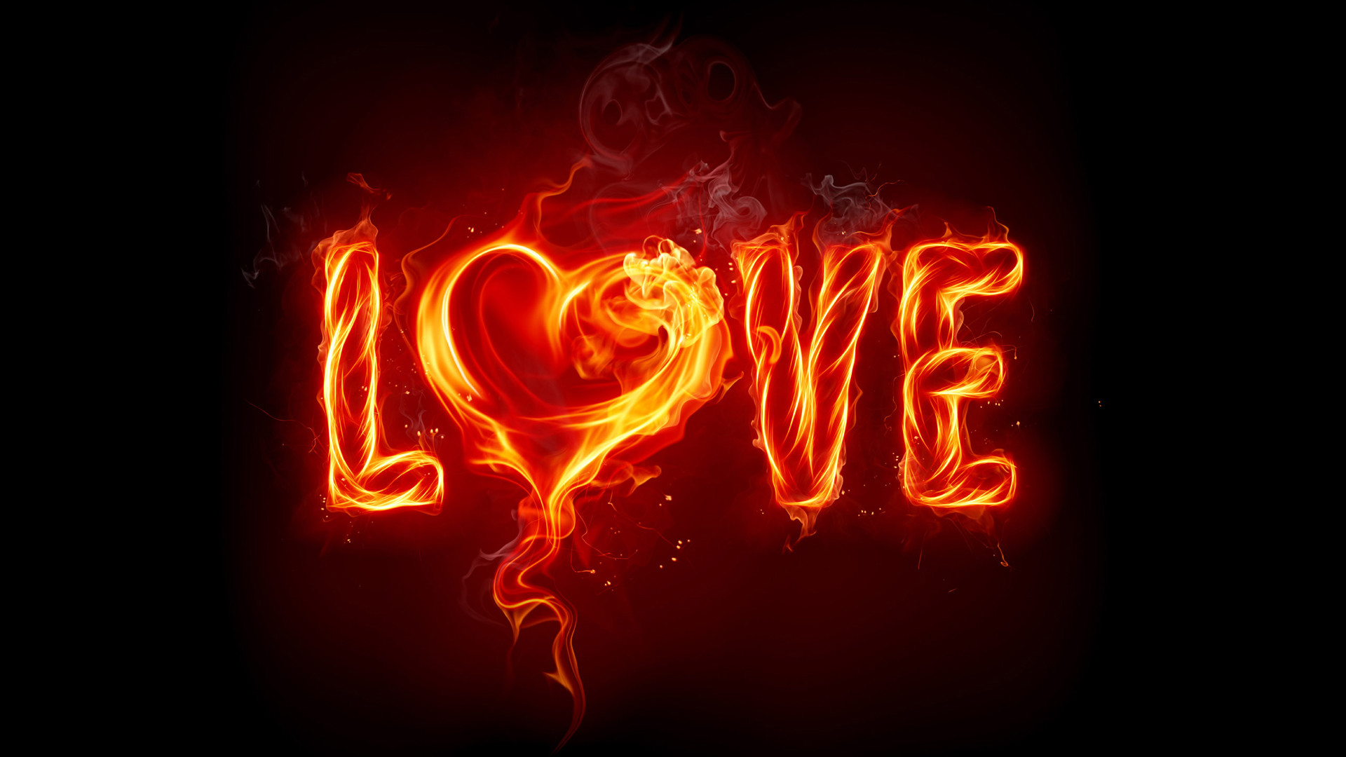 1920x1080 la palabra Love en llamas Palabras De Amor En Ingles