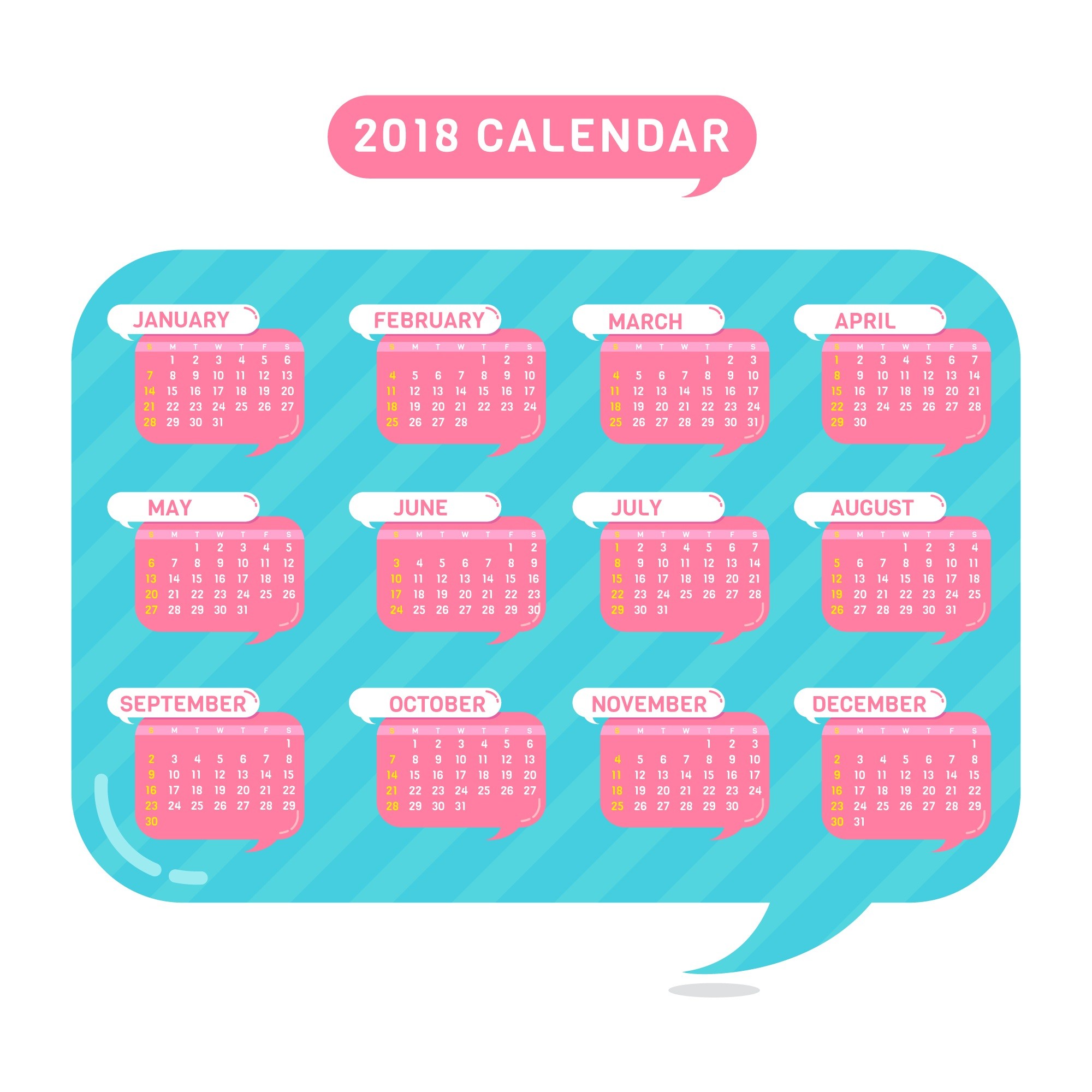 2000x2000 2018 HD Calendar Wallpapers
