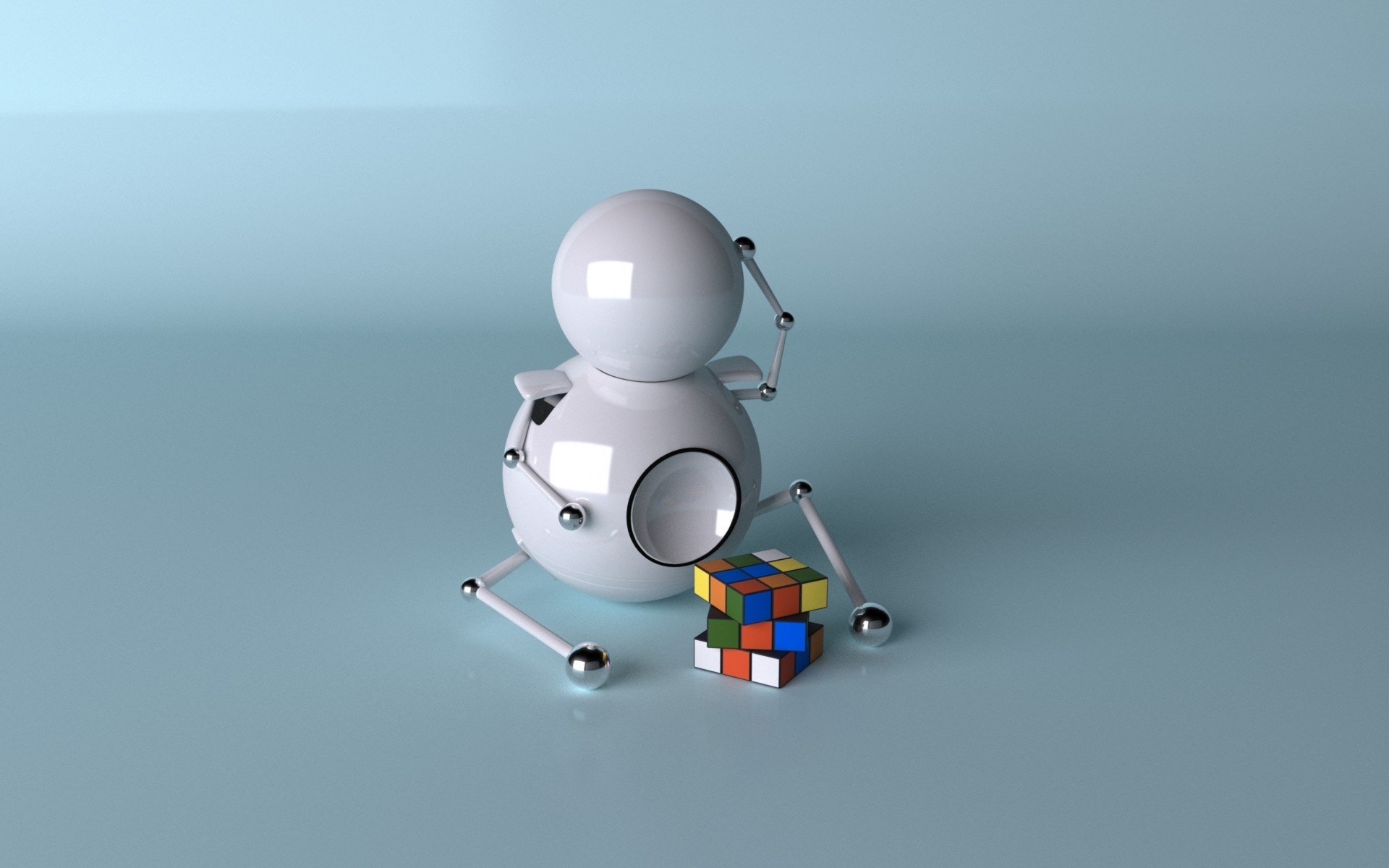 1920x1200 The robot and the Rubik's cube