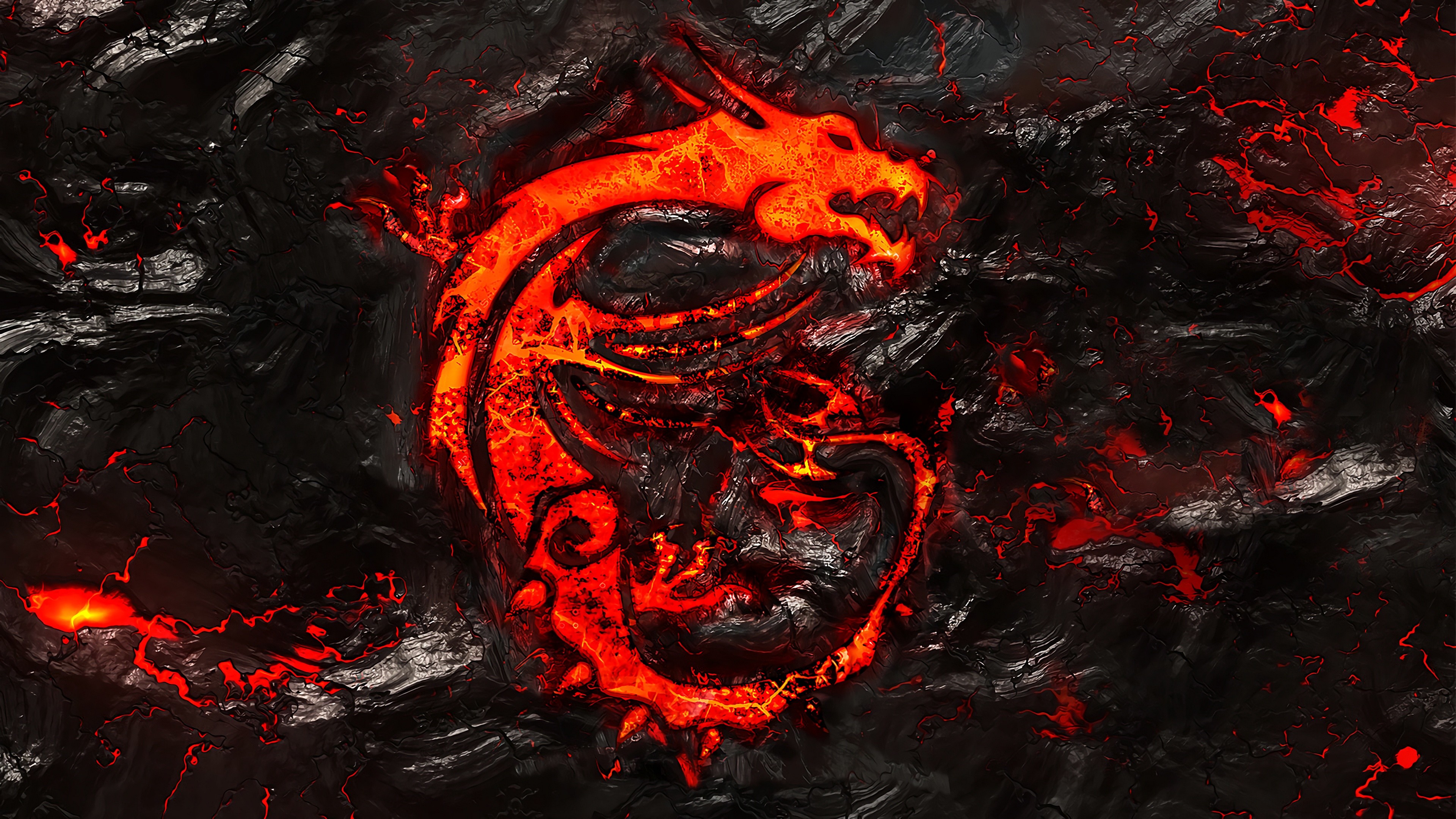3840x2160 MSi Logo Dragon Burning Lava  4K #125
