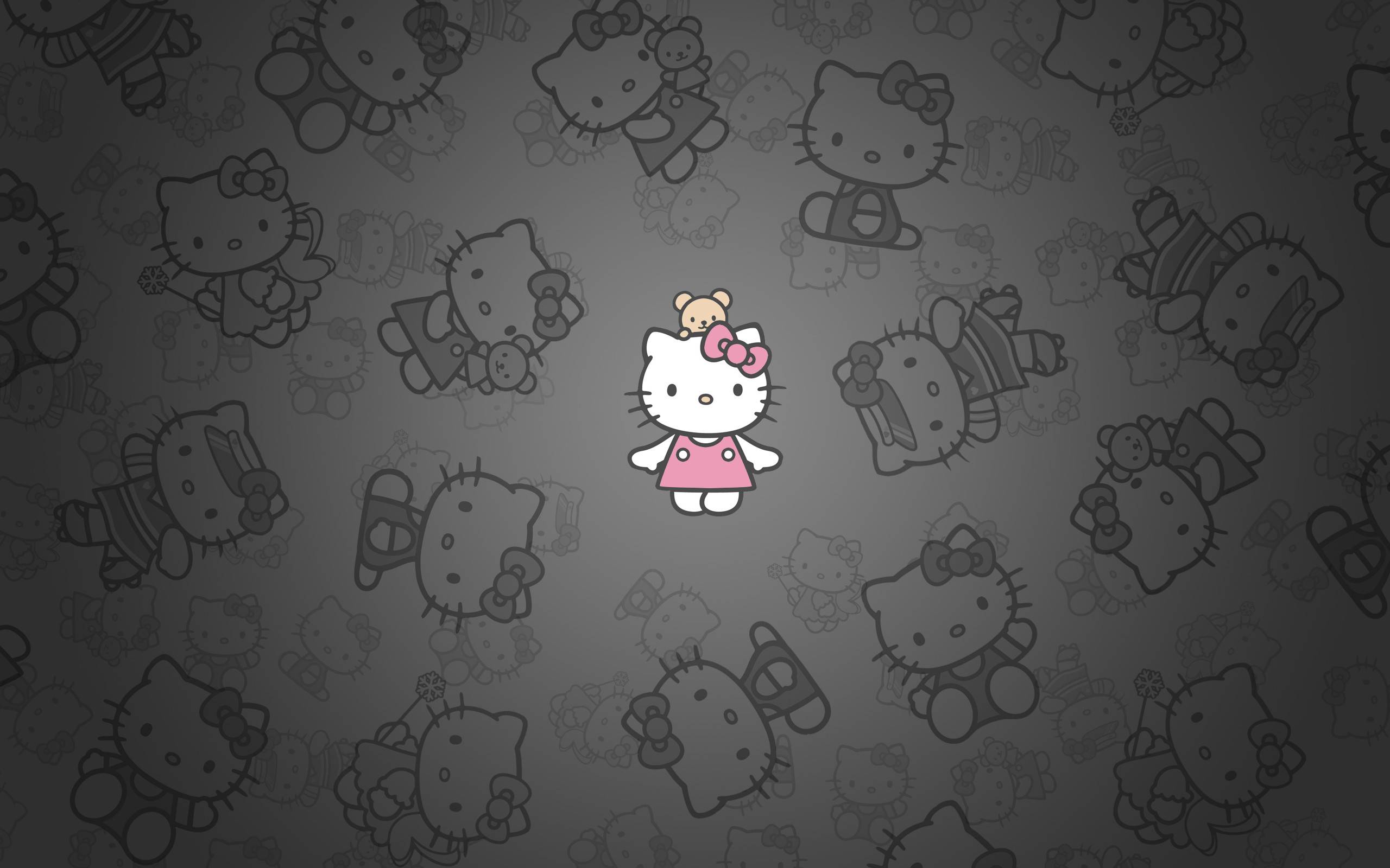 2560x1600 Hello Kitty Black Wallpaper Desktop