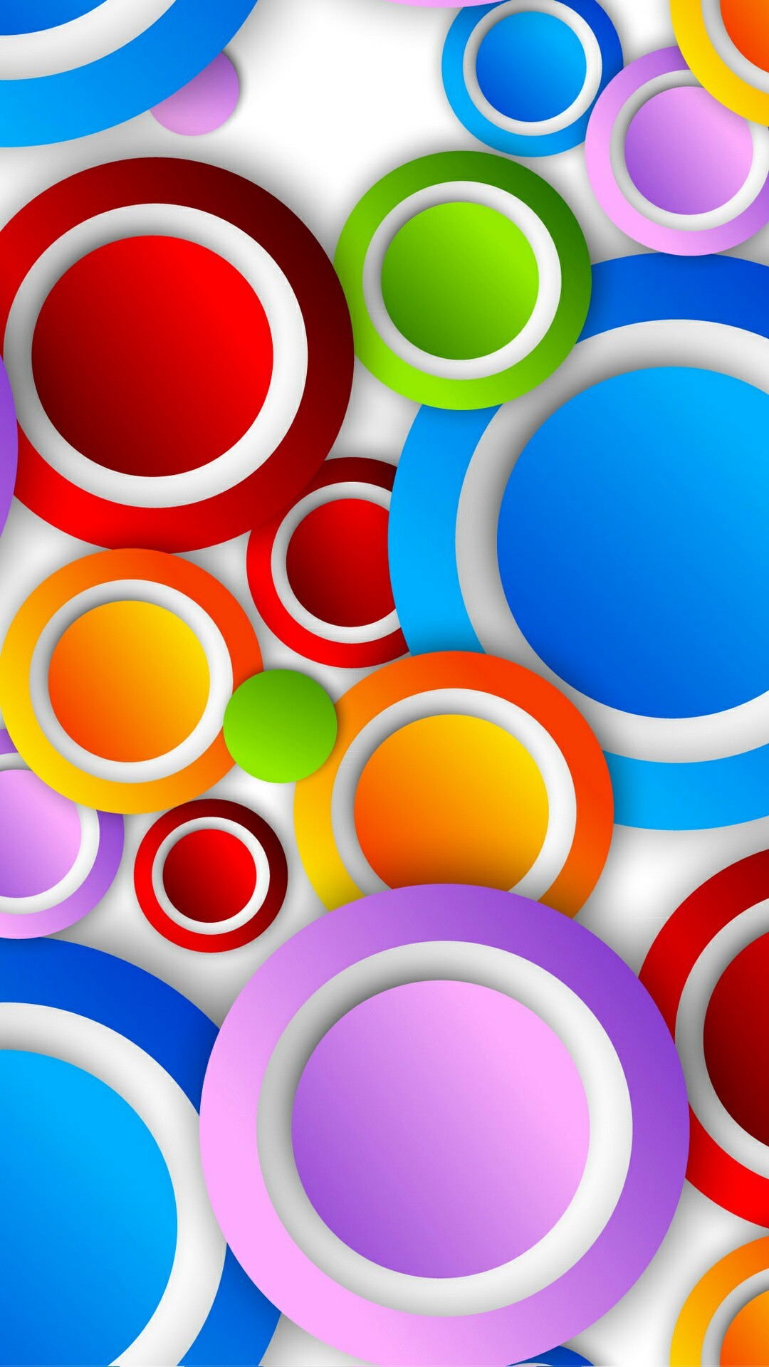 1080x1920 Colorful Circles with White Trim Wallpaper