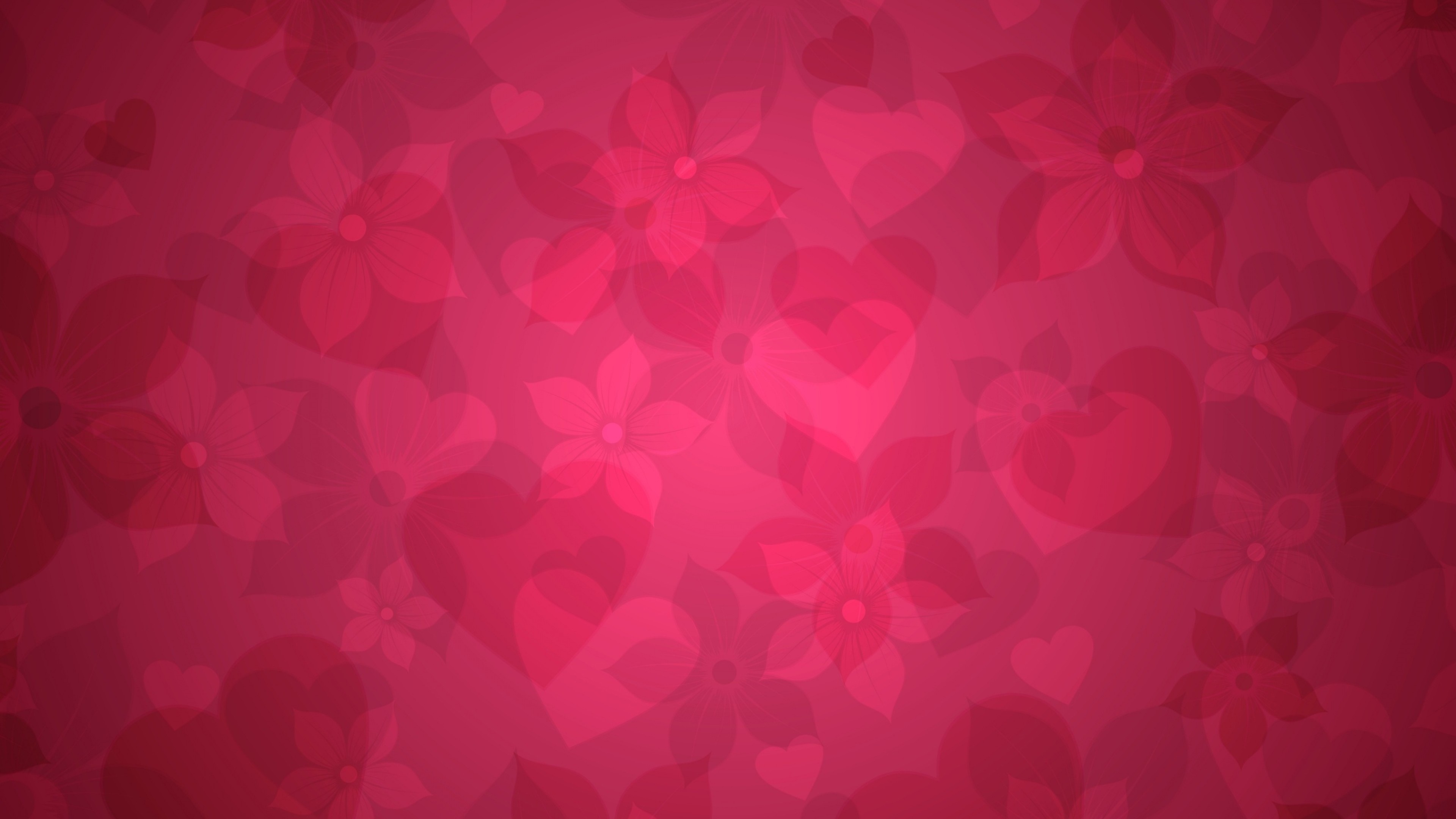 3840x2160  Wallpaper texture, pink, heart, hearts, flowers