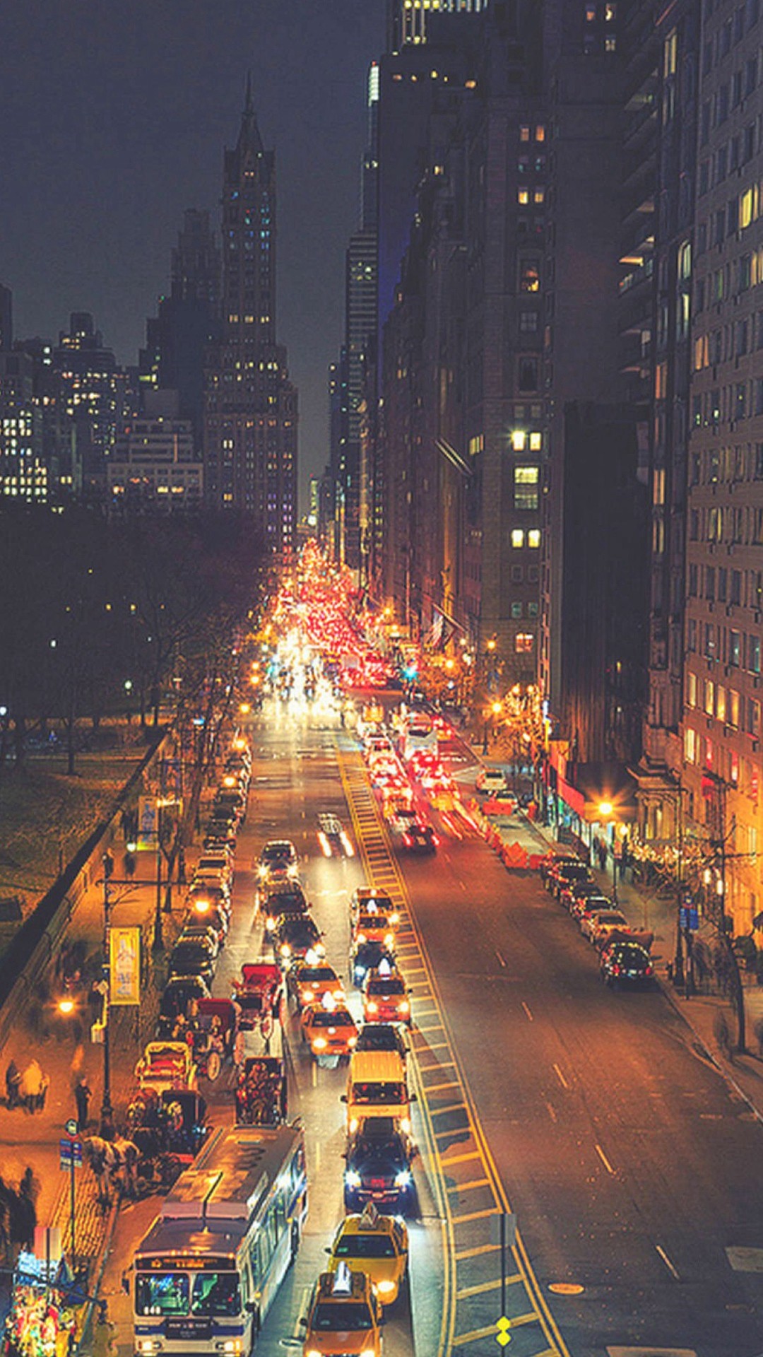 1080x1920 Busy New York Street Night Traffic #iPhone #6 #plus #wallpaper