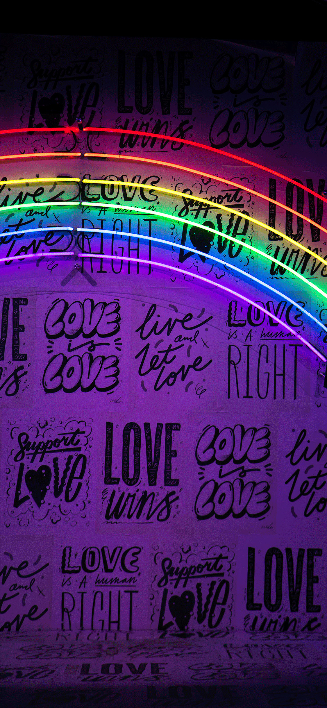 1125x2436 iPhone wallpaper neon rainbow Neon lights