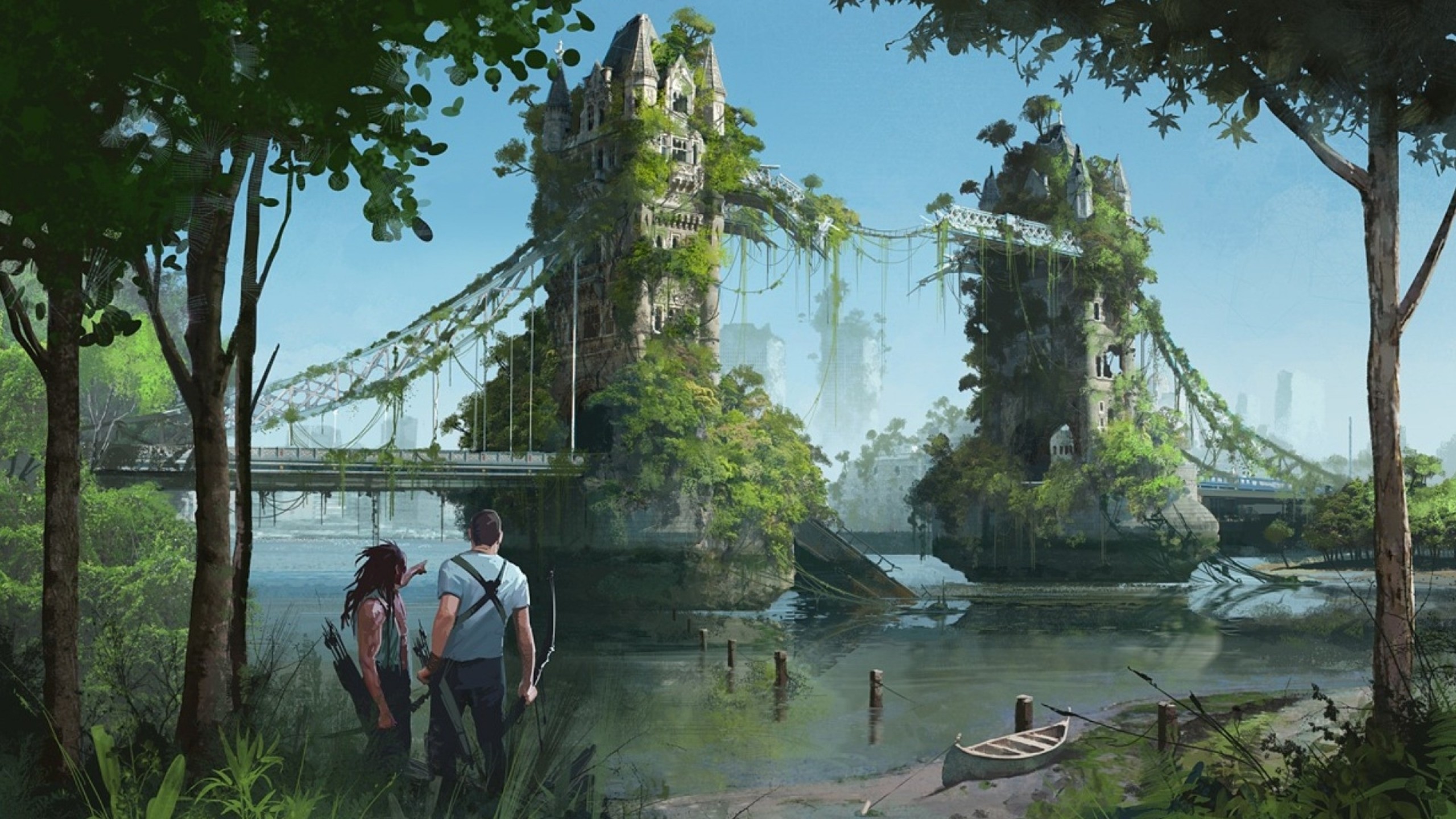 2560x1440 england postapocalyptic london fantasy art united kingdom tower bridge  1920x1080 wallpaper Art HD Wallpaper