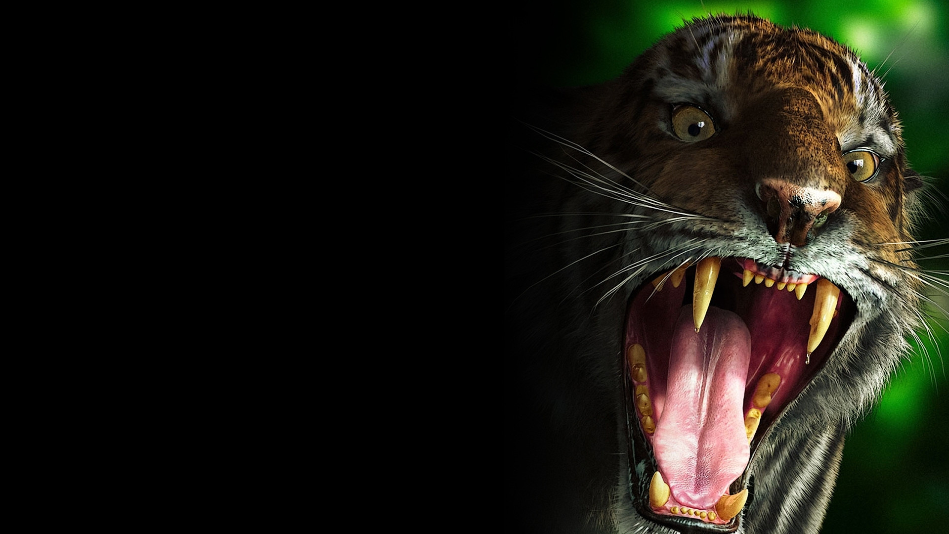 1920x1080 Preview wallpaper tiger, teeth, scary, evil 
