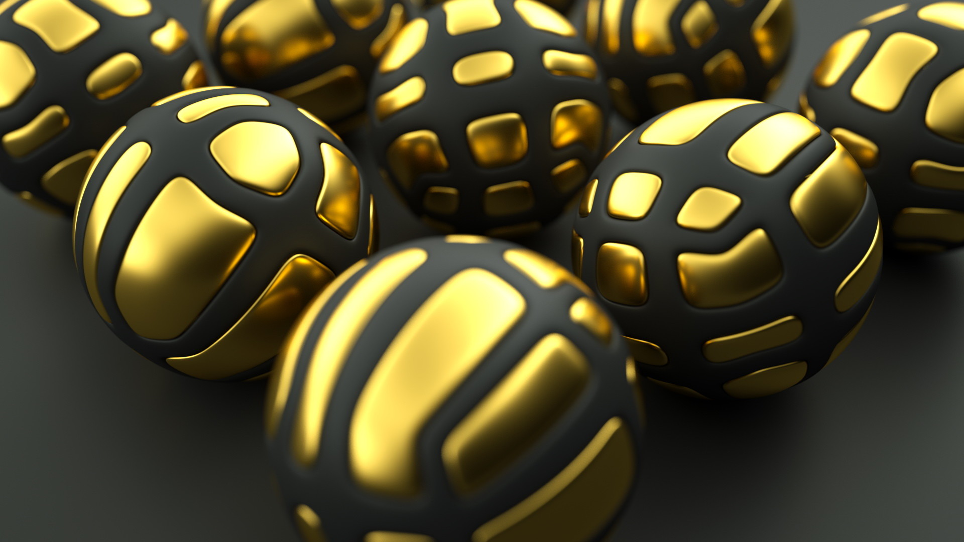 1920x1080 Golden Black 3D Sphere Wallpapers.