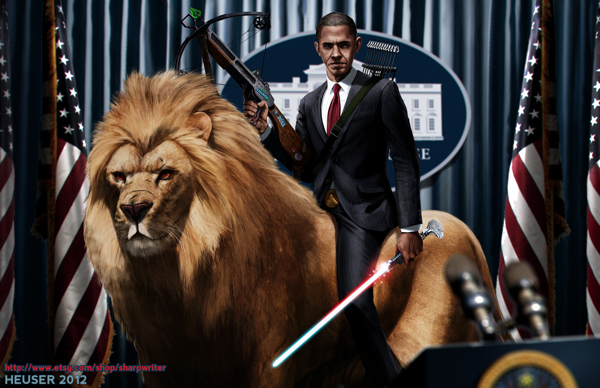 1920x1242 Obama Riding a lion by SharpWriter Obama Riding a lion by SharpWriter