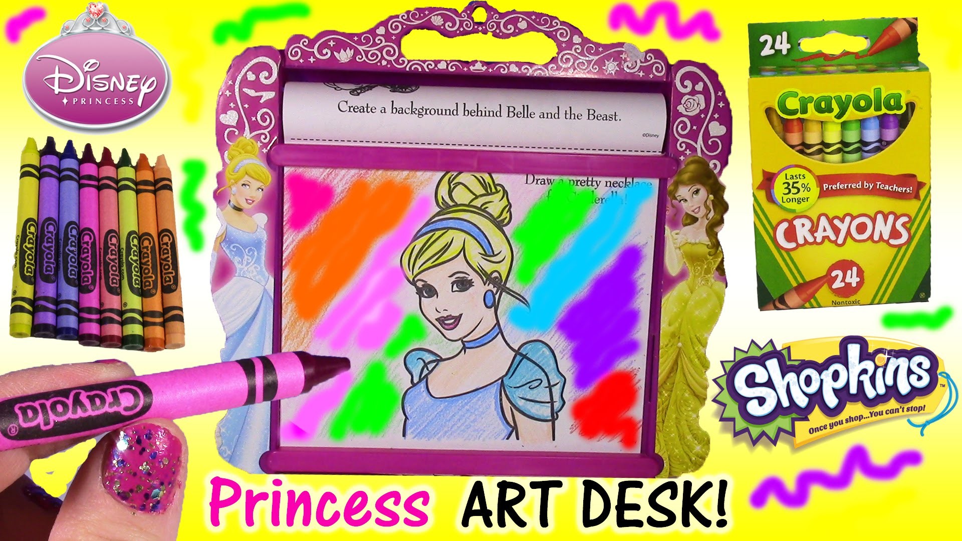 1920x1080 Disney Princess Rolling ART DESK! 50 Feet of Coloring Pages! Color .