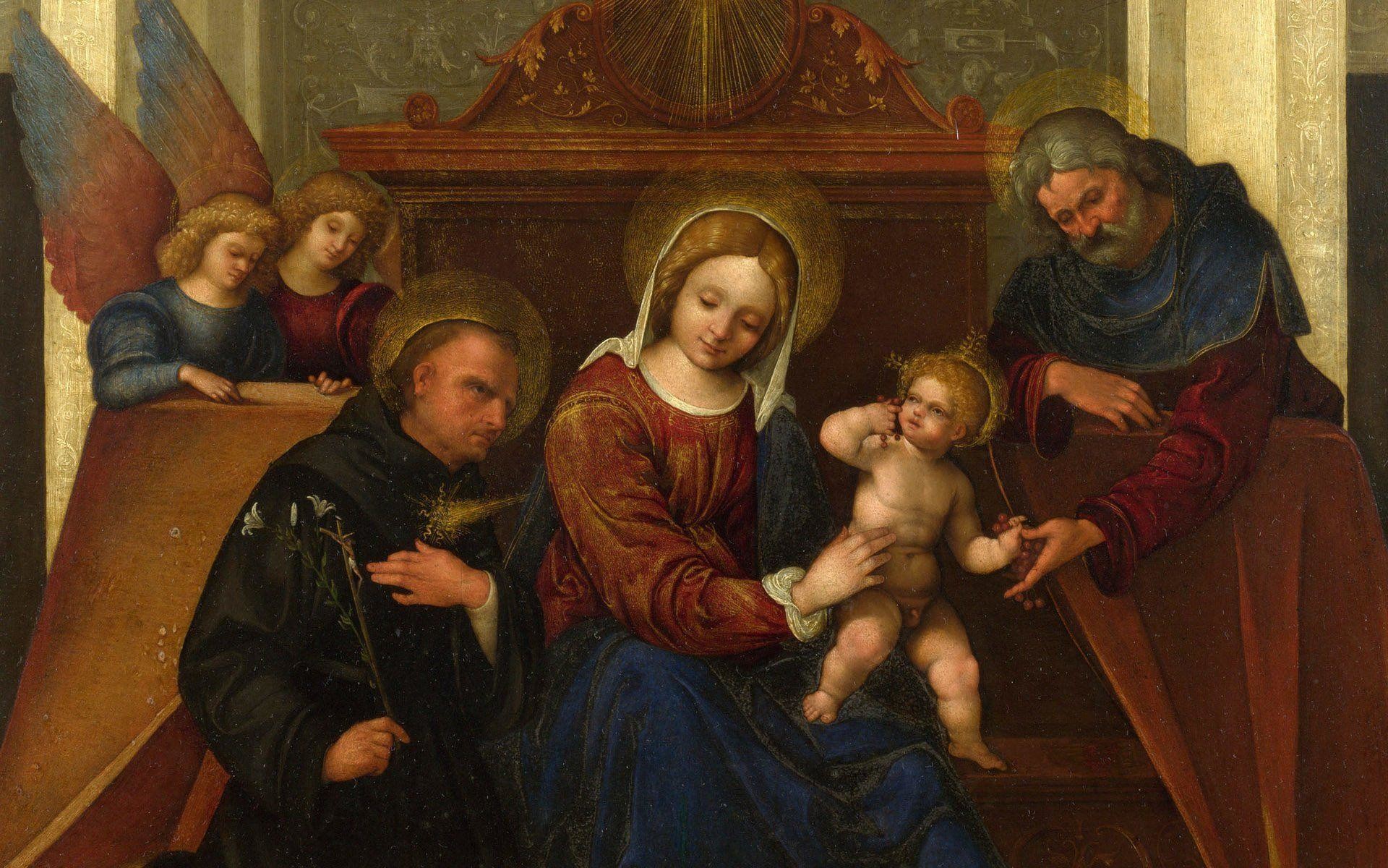 1920x1200 The Holy Family with Saint Nicholas of Tolentino Computer .