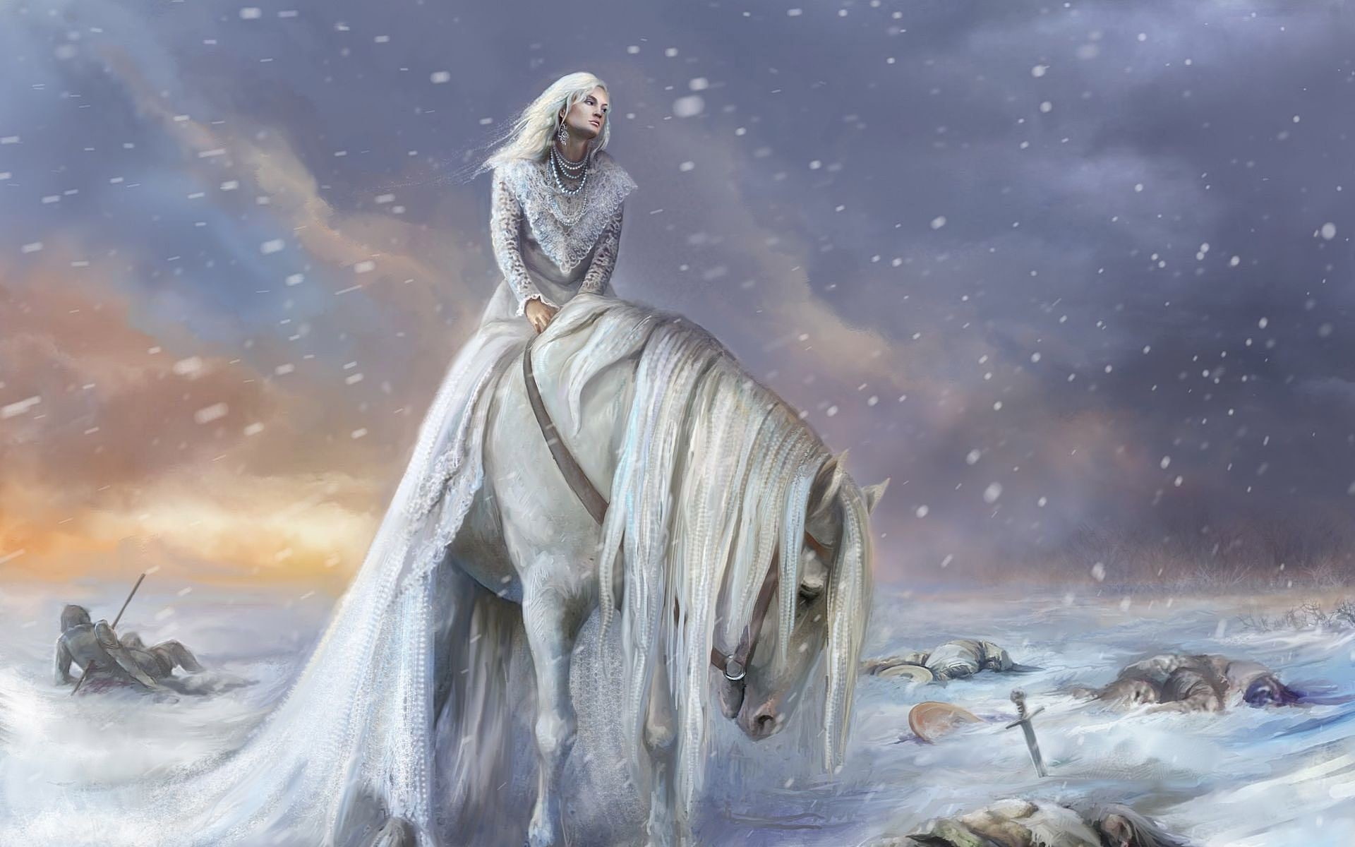 1920x1200 ... Ice princess on the white horse