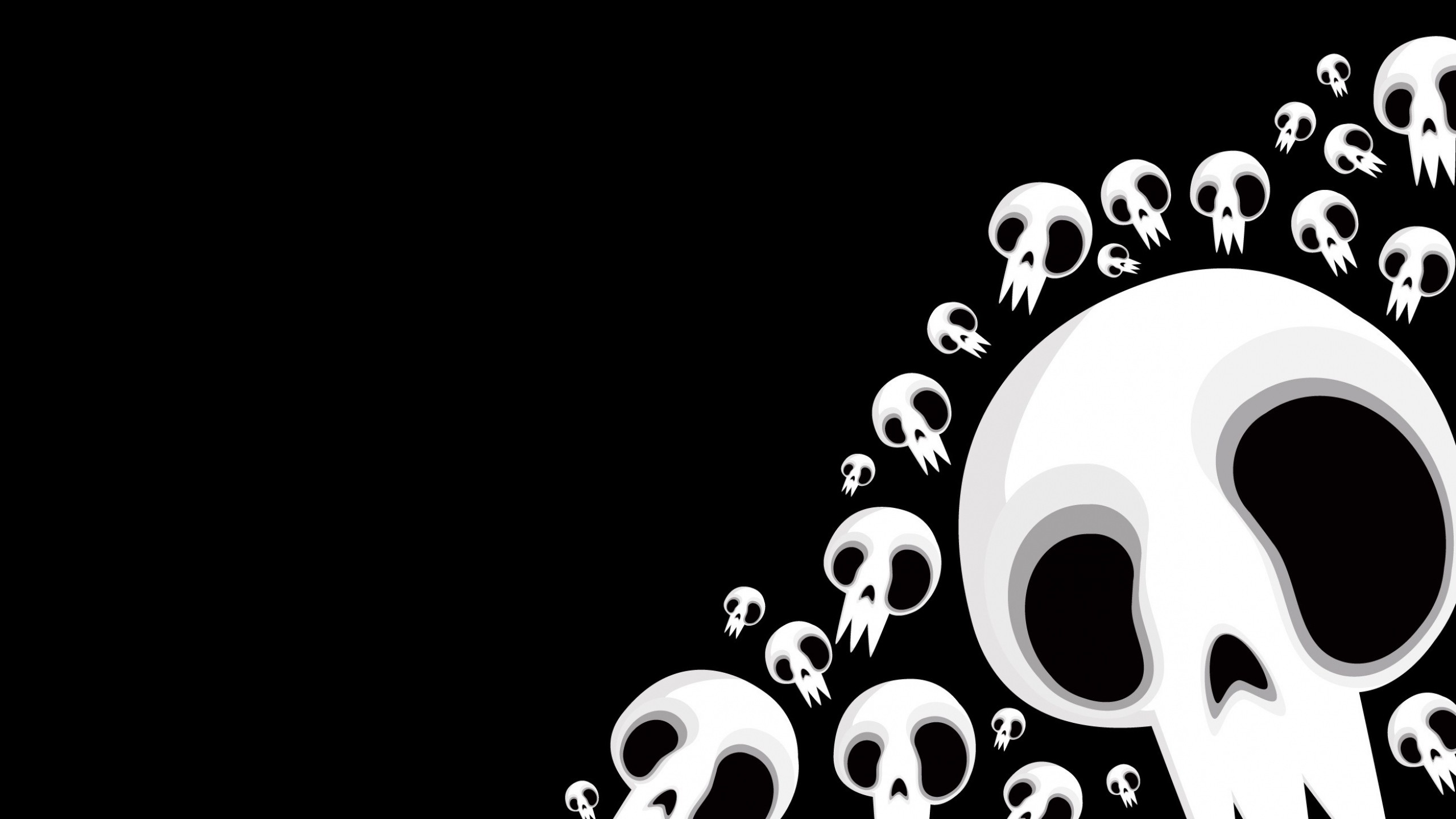 2560x1440  Wallpaper skull, black, white, drawing