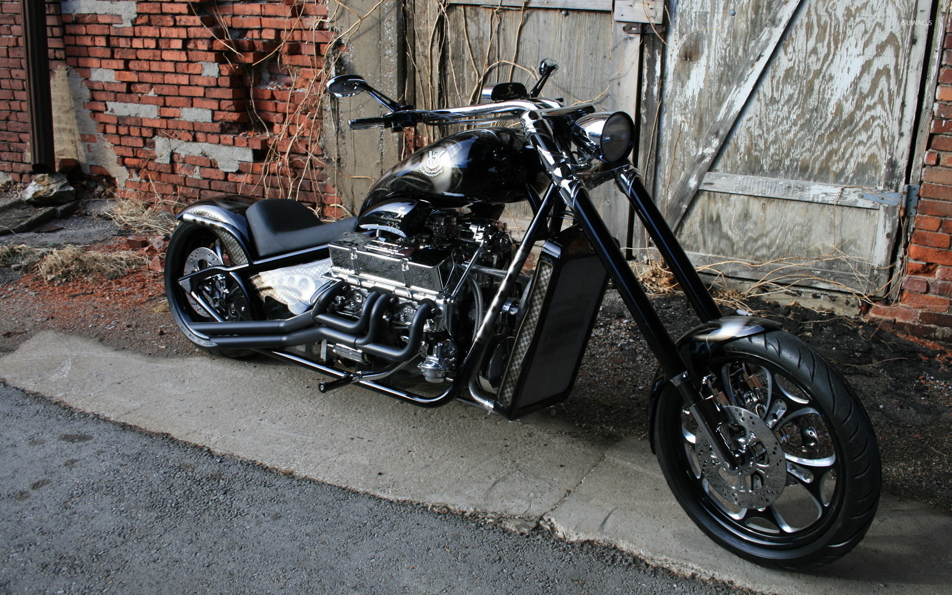 1920x1200  Black Harley-Davidson chopper wallpaper