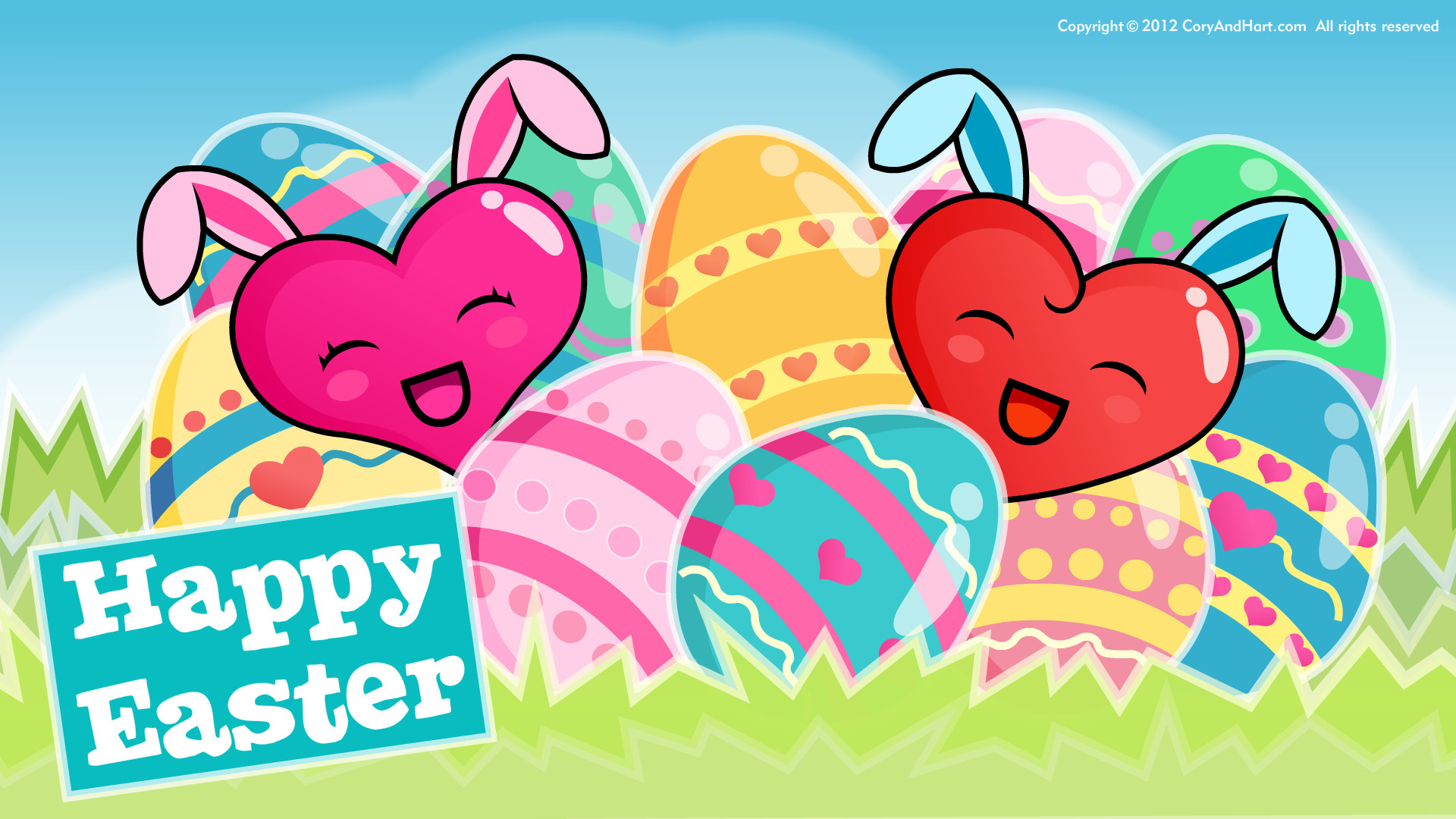 1920x1080 Happy easter eggs and bunnies