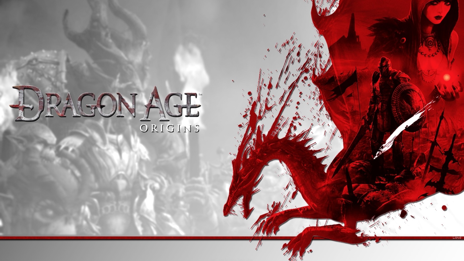1920x1080 Preview wallpaper dragon age origins, dragon, characters, magic, red  