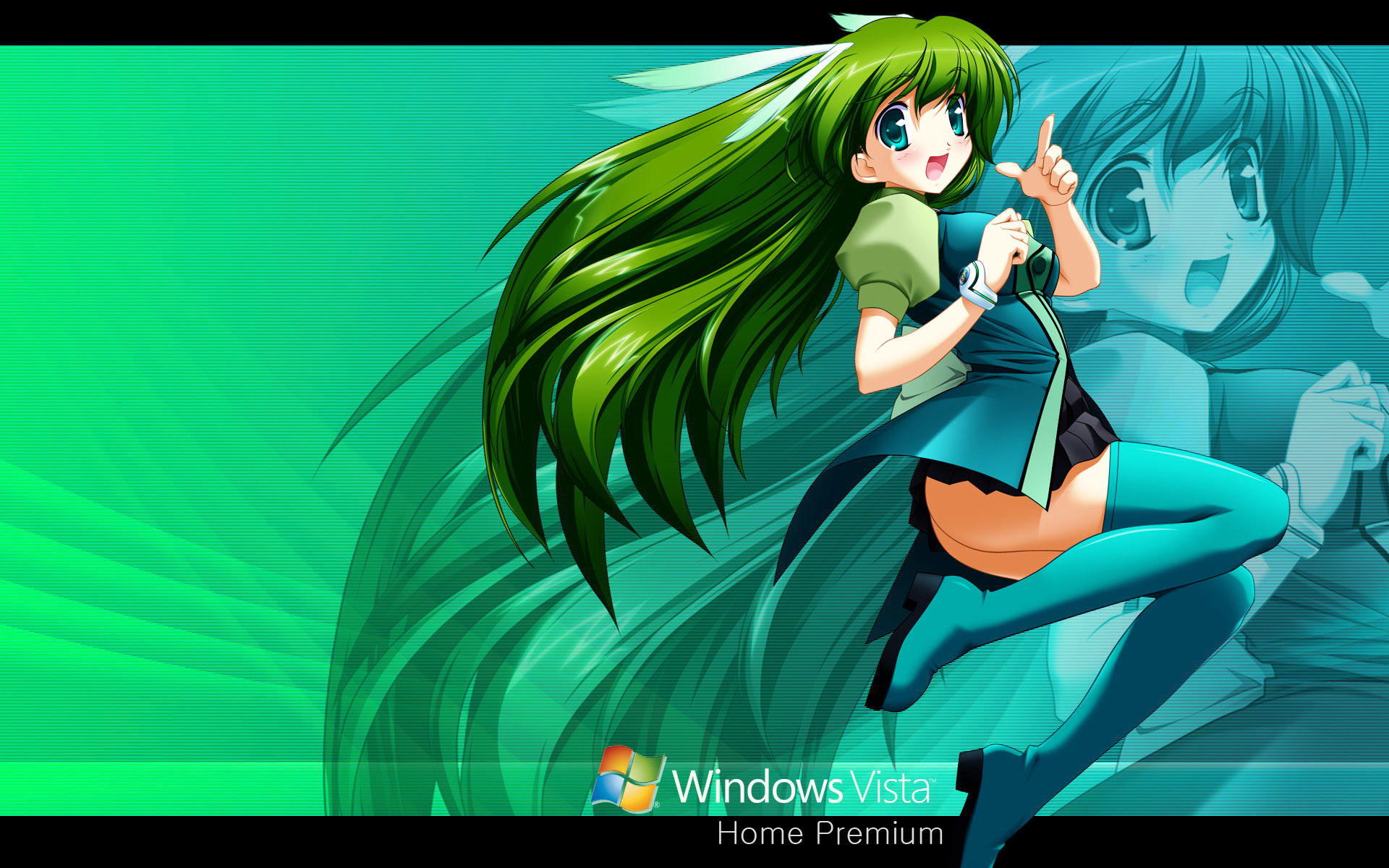 1920x1200 Windows Vista Home Premium green anime human hair color cartoon black hair  mangaka fictional character computer