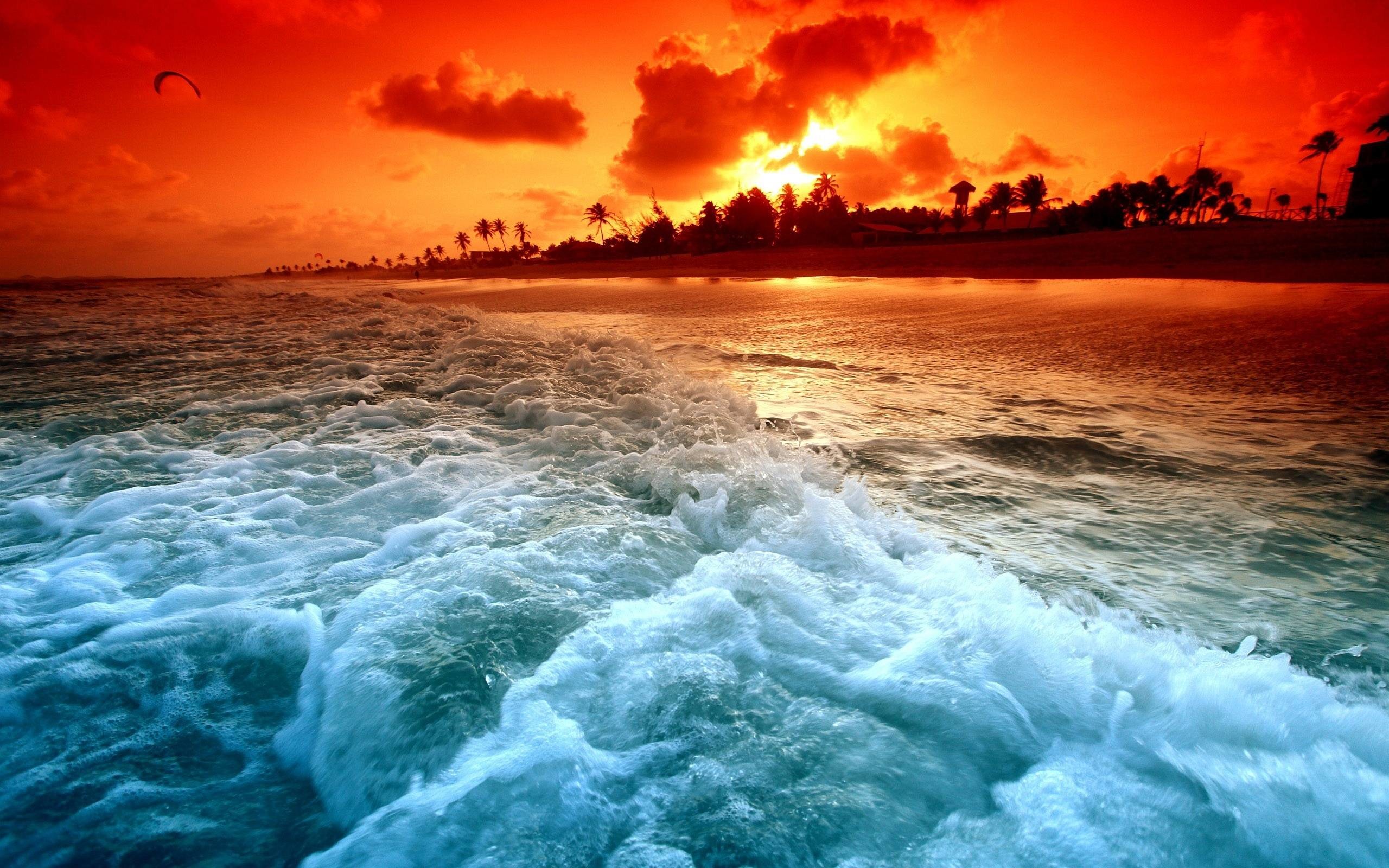 2560x1600  Sunset Ocean Beach Wallpaper