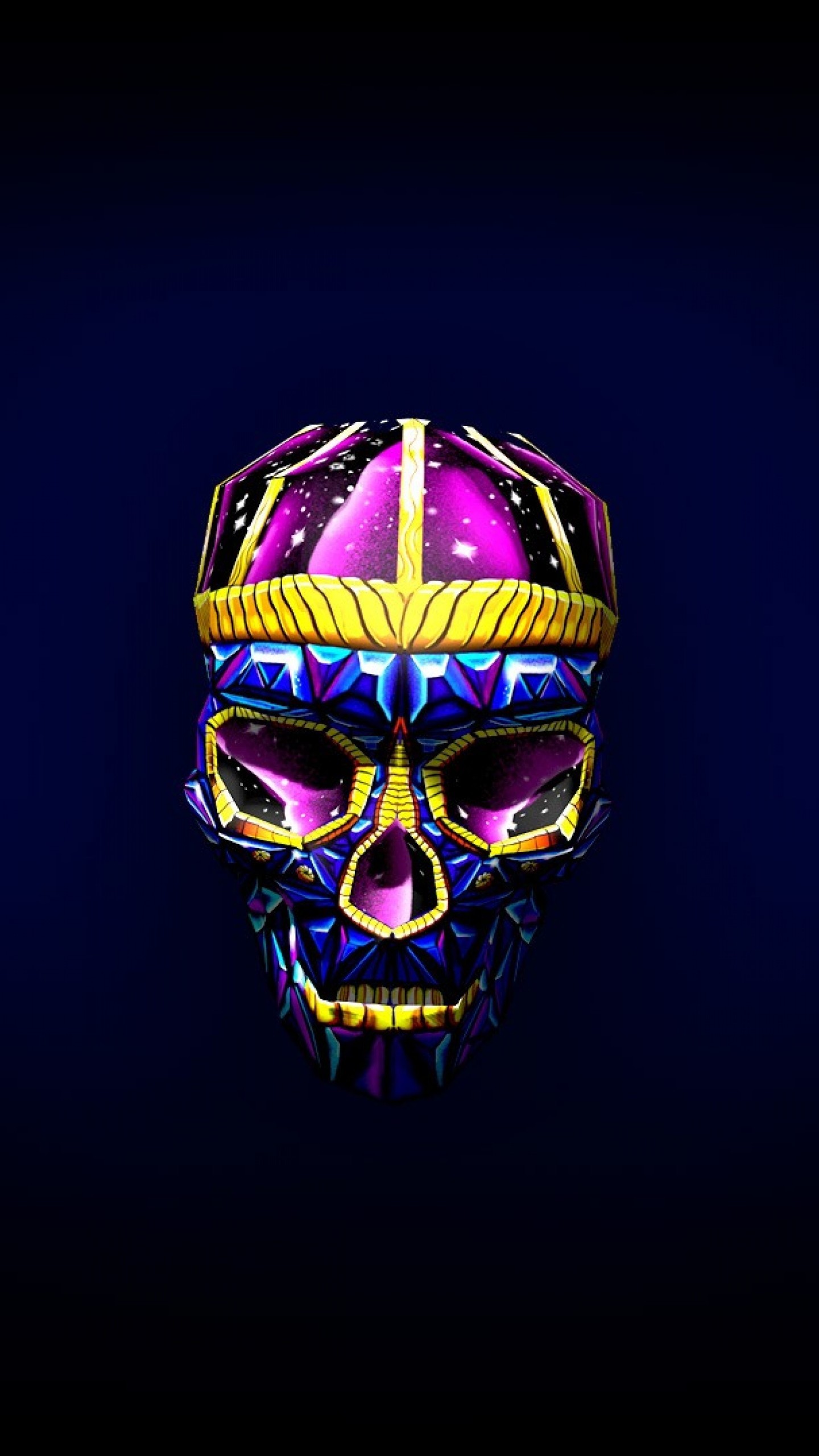 1440x2560  Preview wallpaper skull, art, bright, 3d 