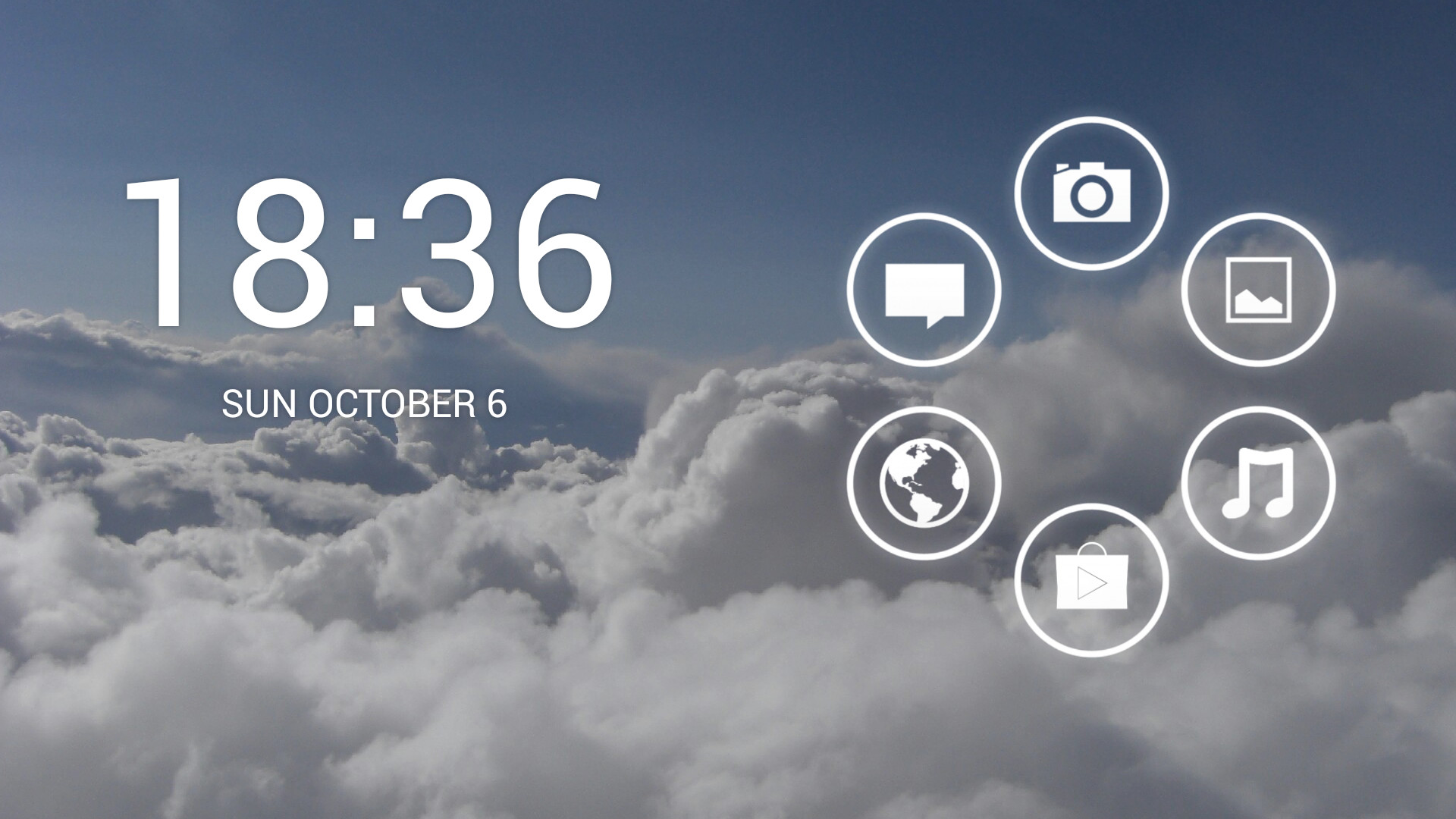 1920x1080 Smart Launcher + Transparent Theme + Sky wallpaper (and HTC One) = ?