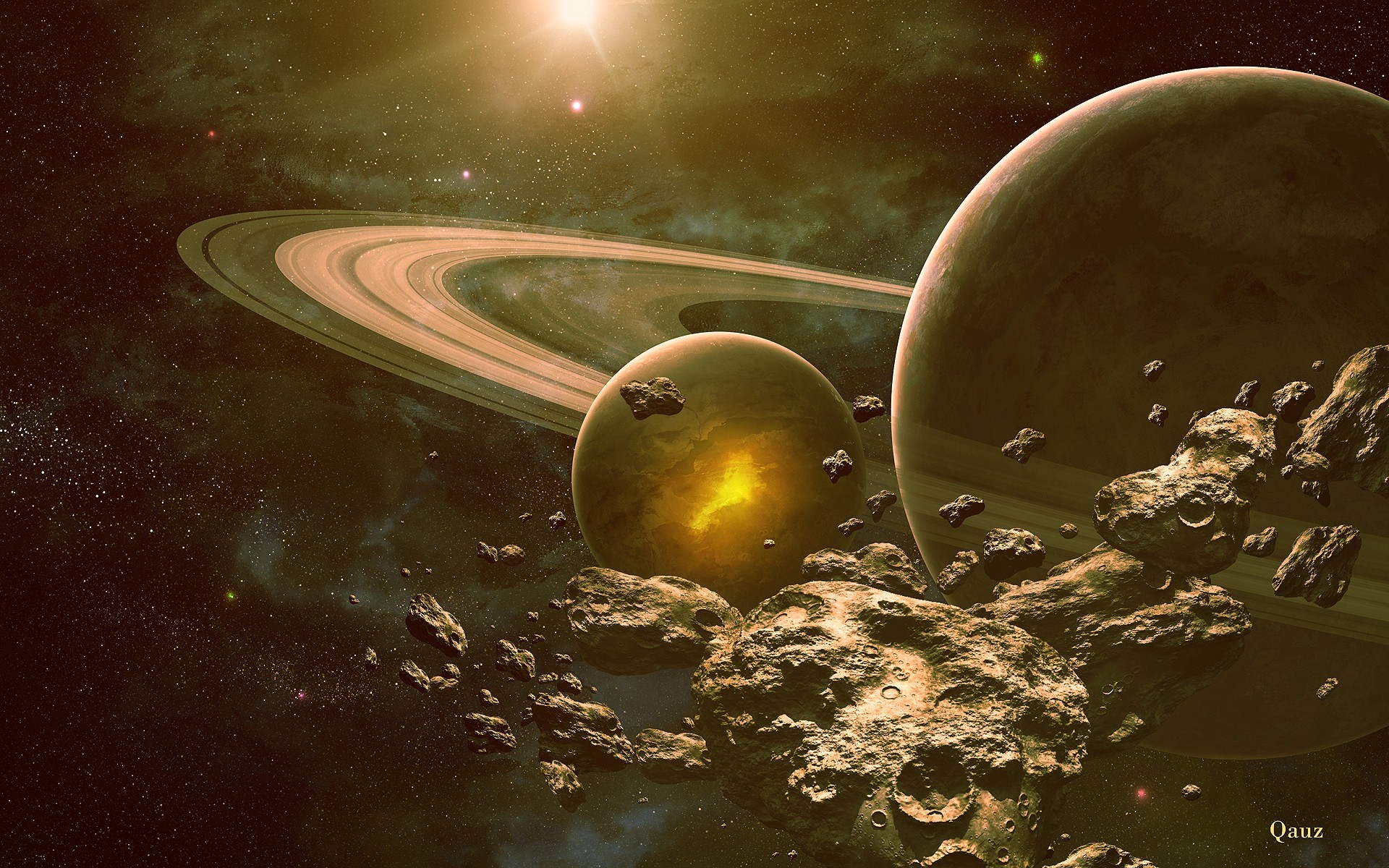 1920x1200 Outer space planets rings digital art science fiction asteroids QAuZ  wallpaper |  | 228189 | WallpaperUP