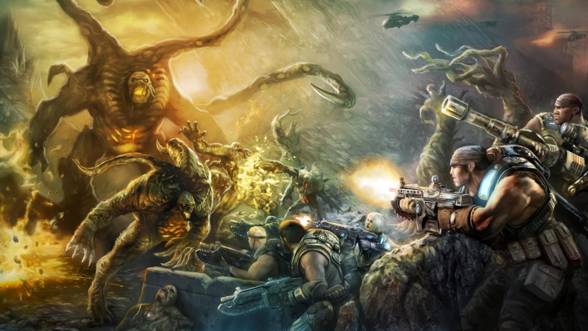 1920x1080  Preview wallpaper gears of war judgment, art, video game, epic  games 