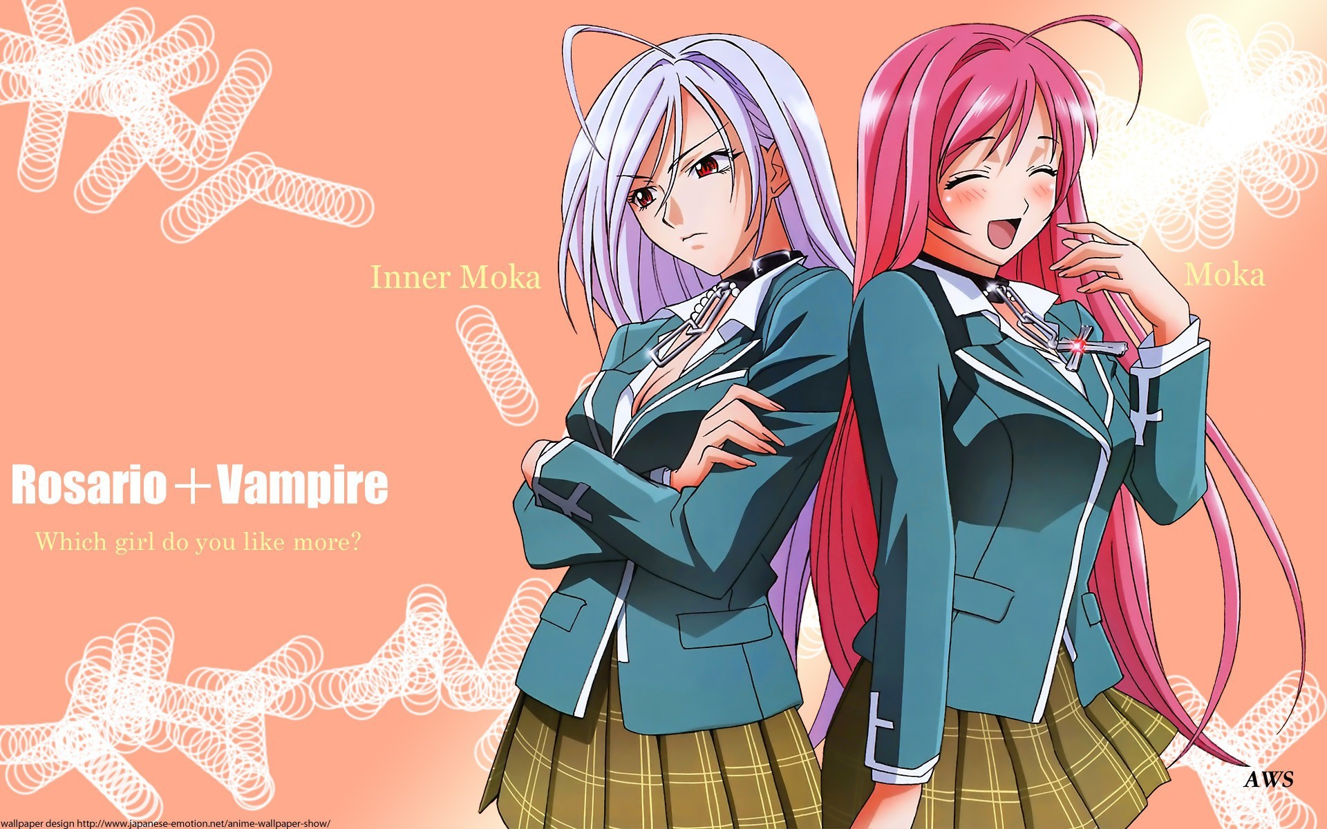 1920x1200 Two girls in the anime Cross + Vampire