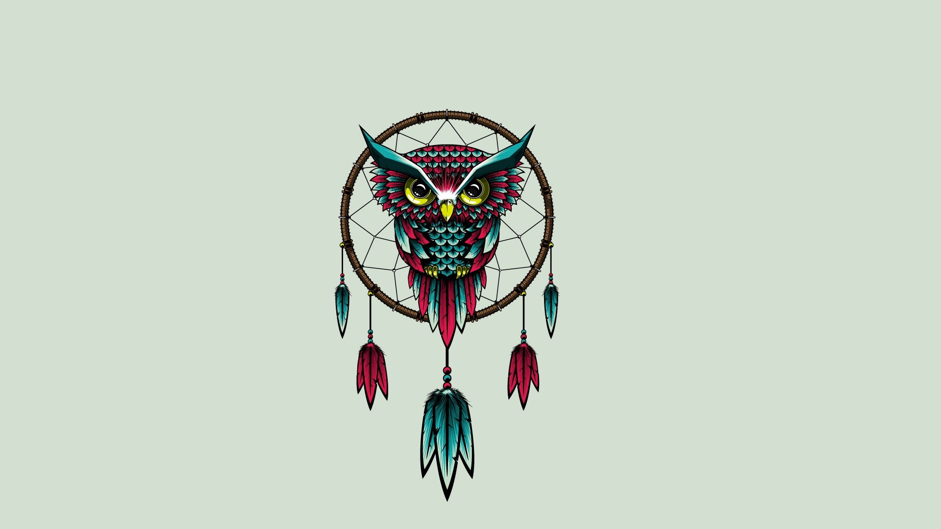 1920x1080 Preview wallpaper owl, bird, dreamcatcher, art 