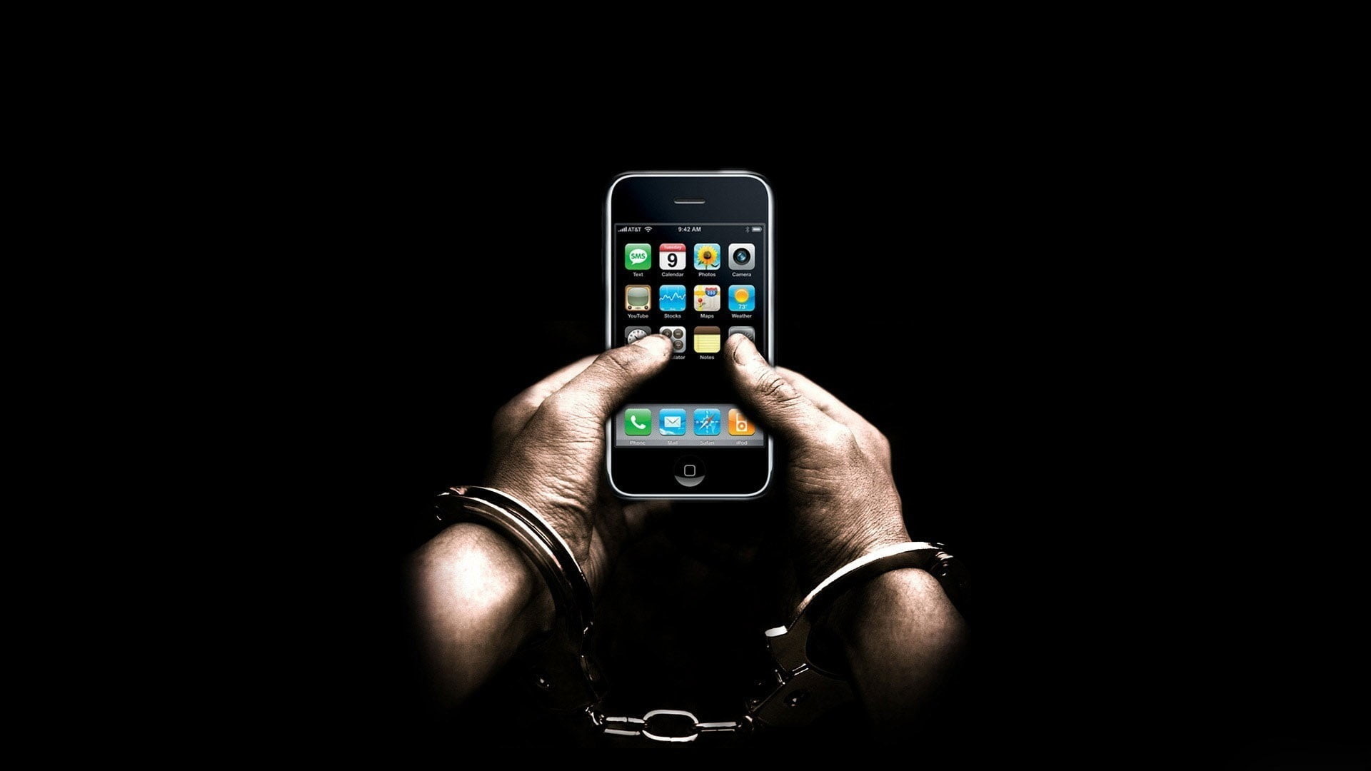1920x1080 man in cuff links holding black iPod Touch HD wallpaper