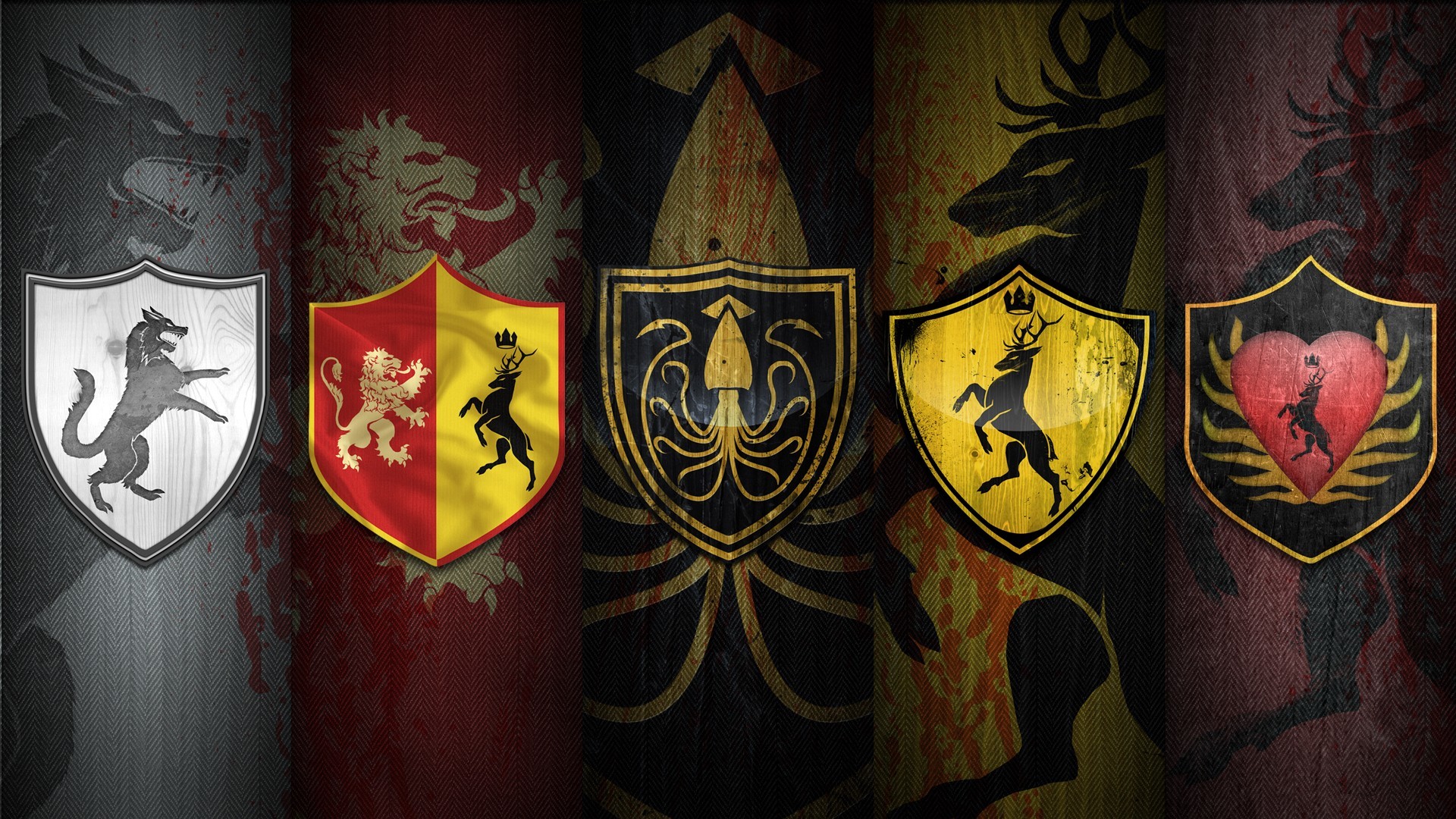 1920x1080 Game of Thrones emblems sigil House Greyjoy House Lannister House Stark House  Baratheon amblem wallpaper