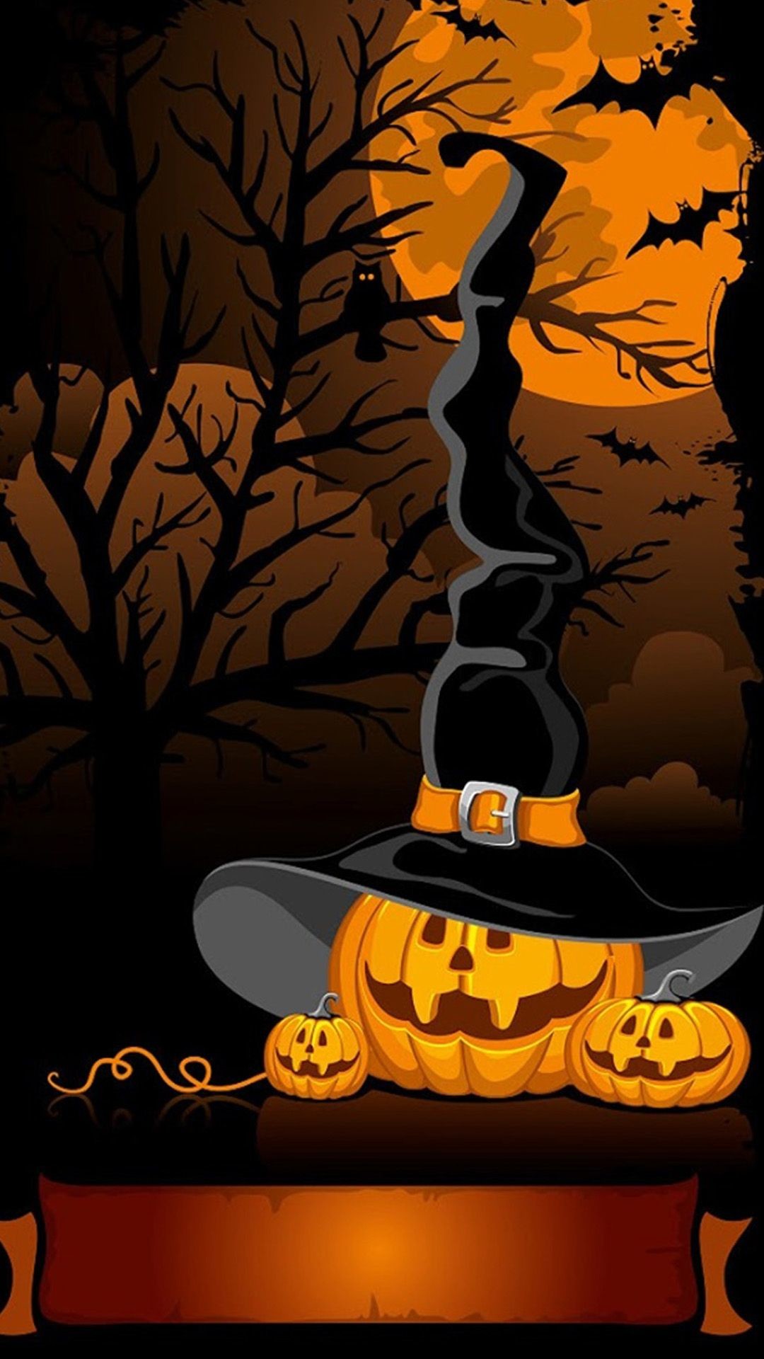 1080x1920 Halloween Pumpkins Witch Hat Samsung Wallpapers
